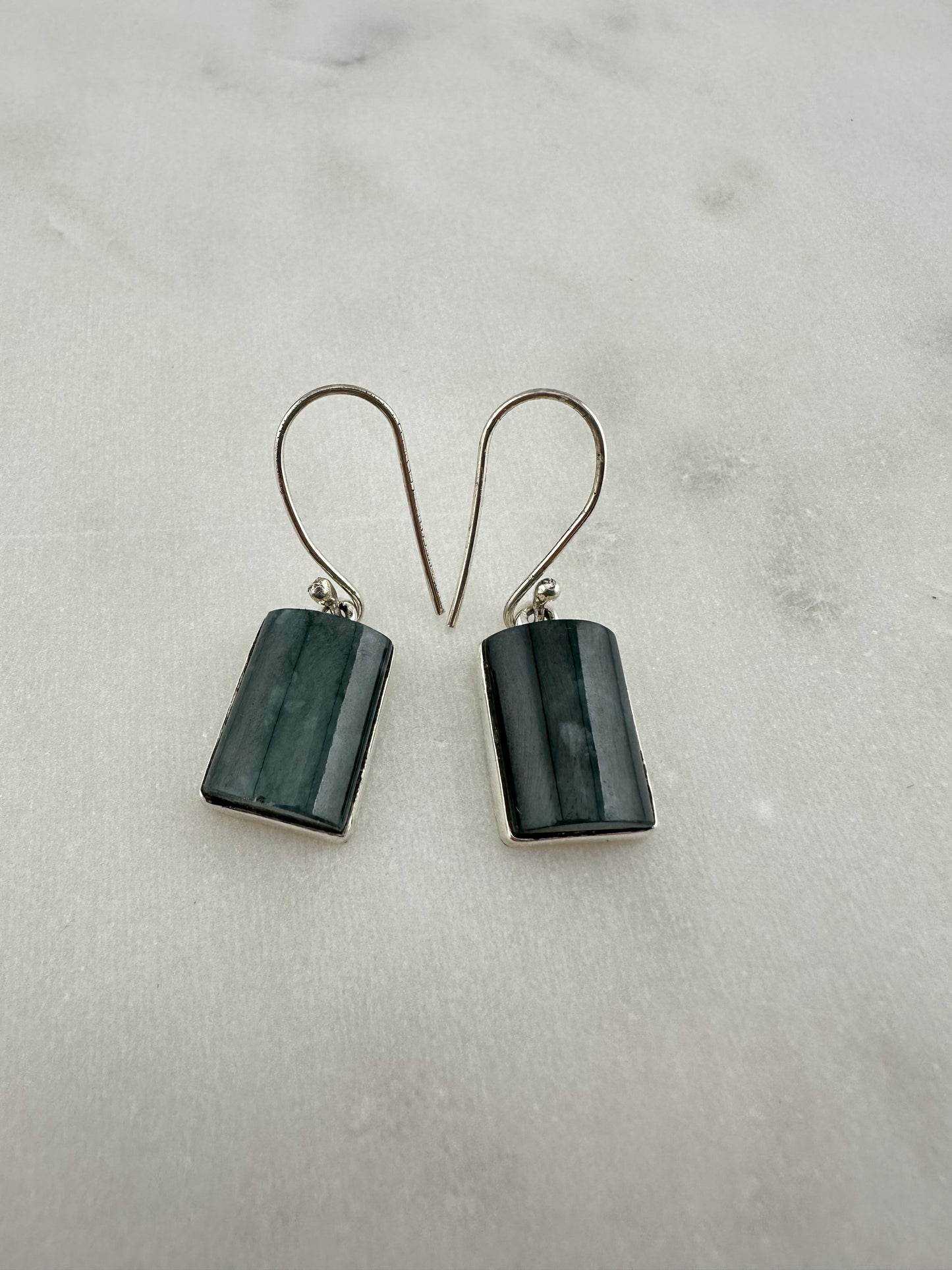 Blue mist translucent Jade oval squared earrings