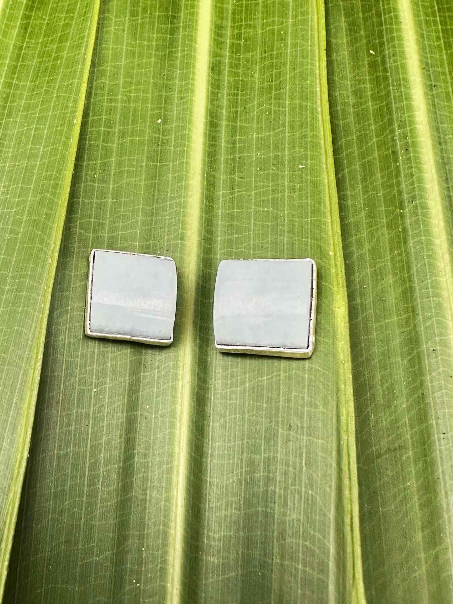 Blue Lavender Jade square rounded studs