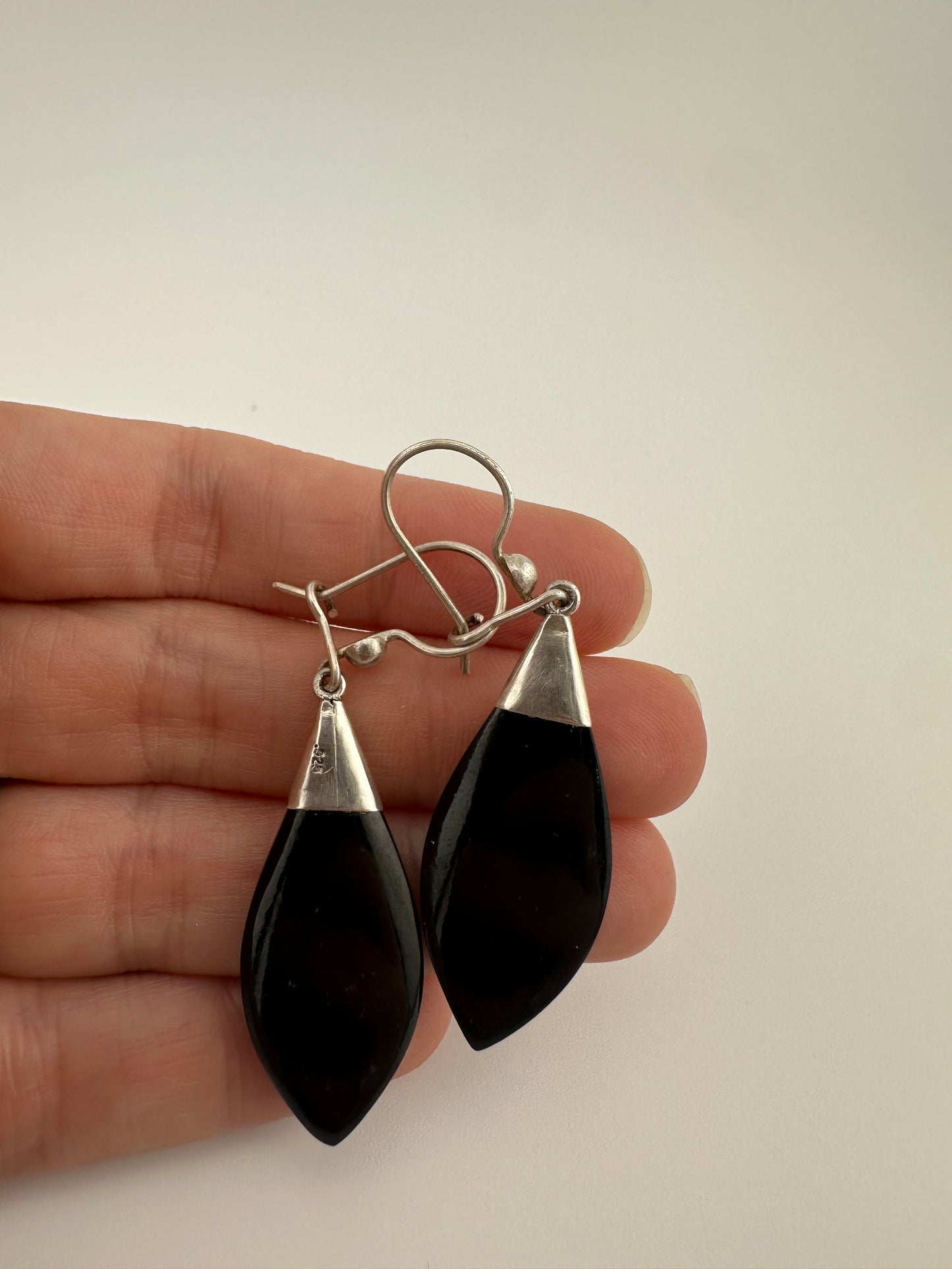 Black Jade tear earrings