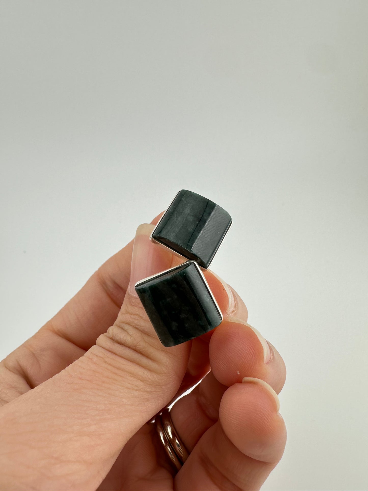Jaguar green Jade square rounded studs