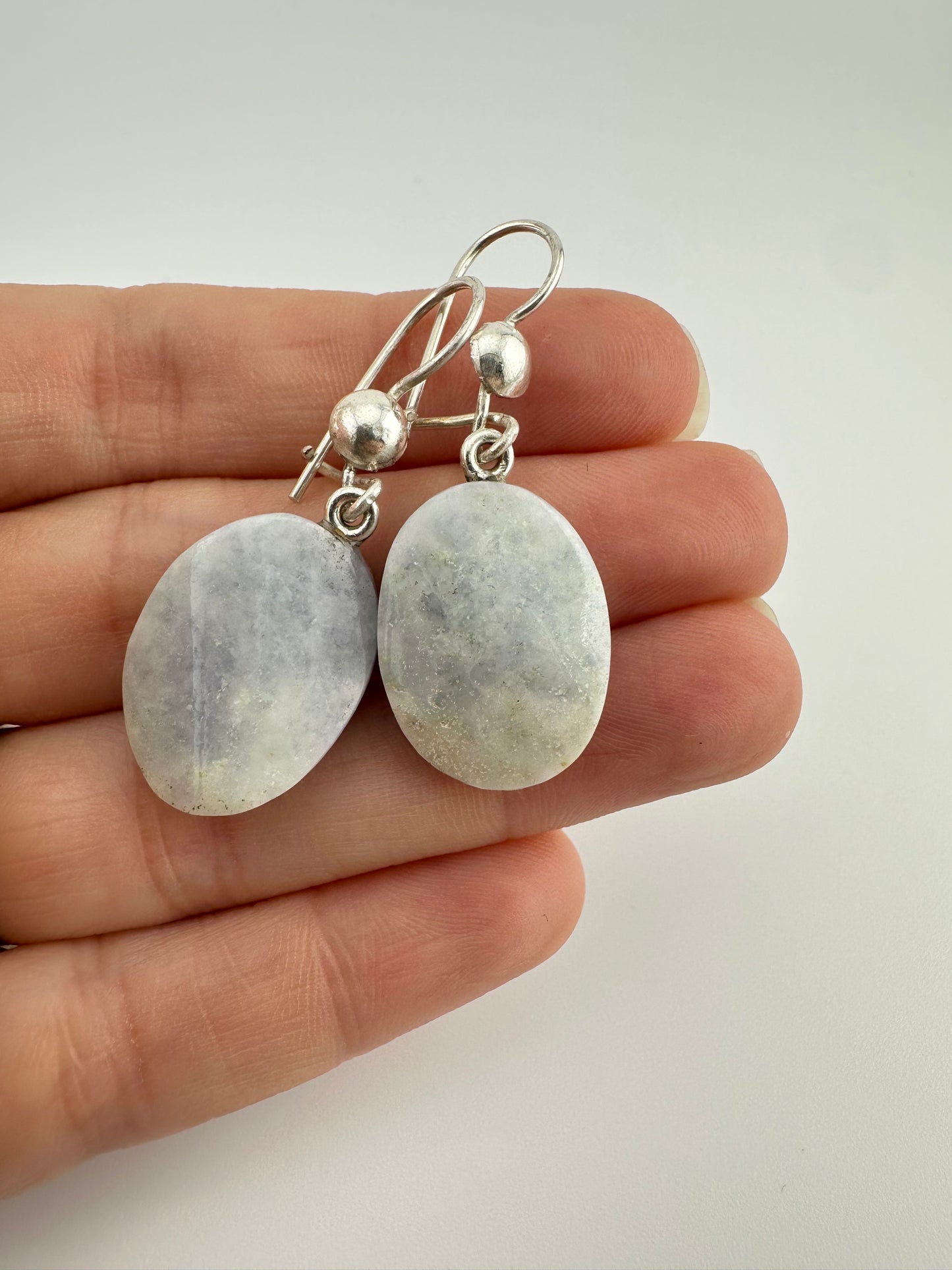 Blue Lavender Jade oval Earrings
