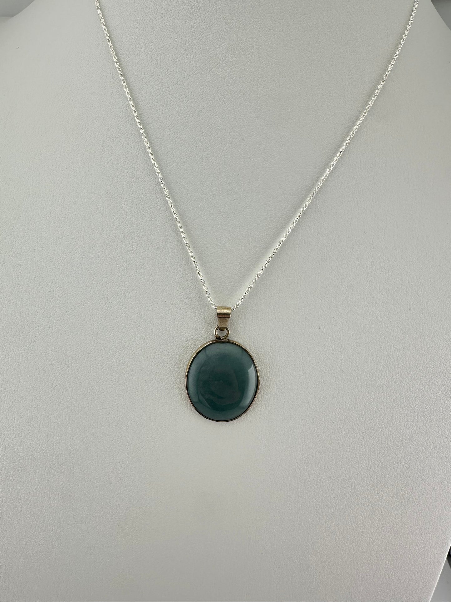 Grayed Blue Jade small circular pendant