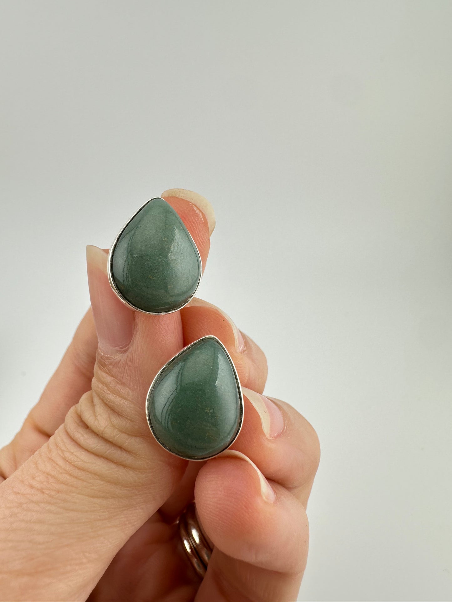 Jade green tear studs