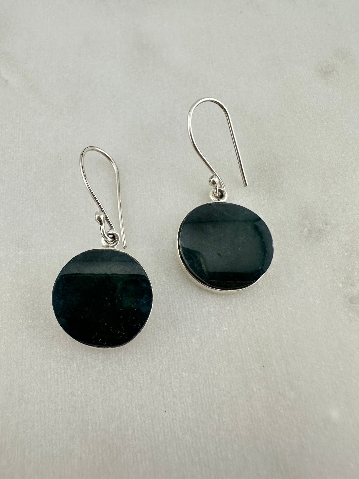 Jaguar green translucent circle Jade earrings