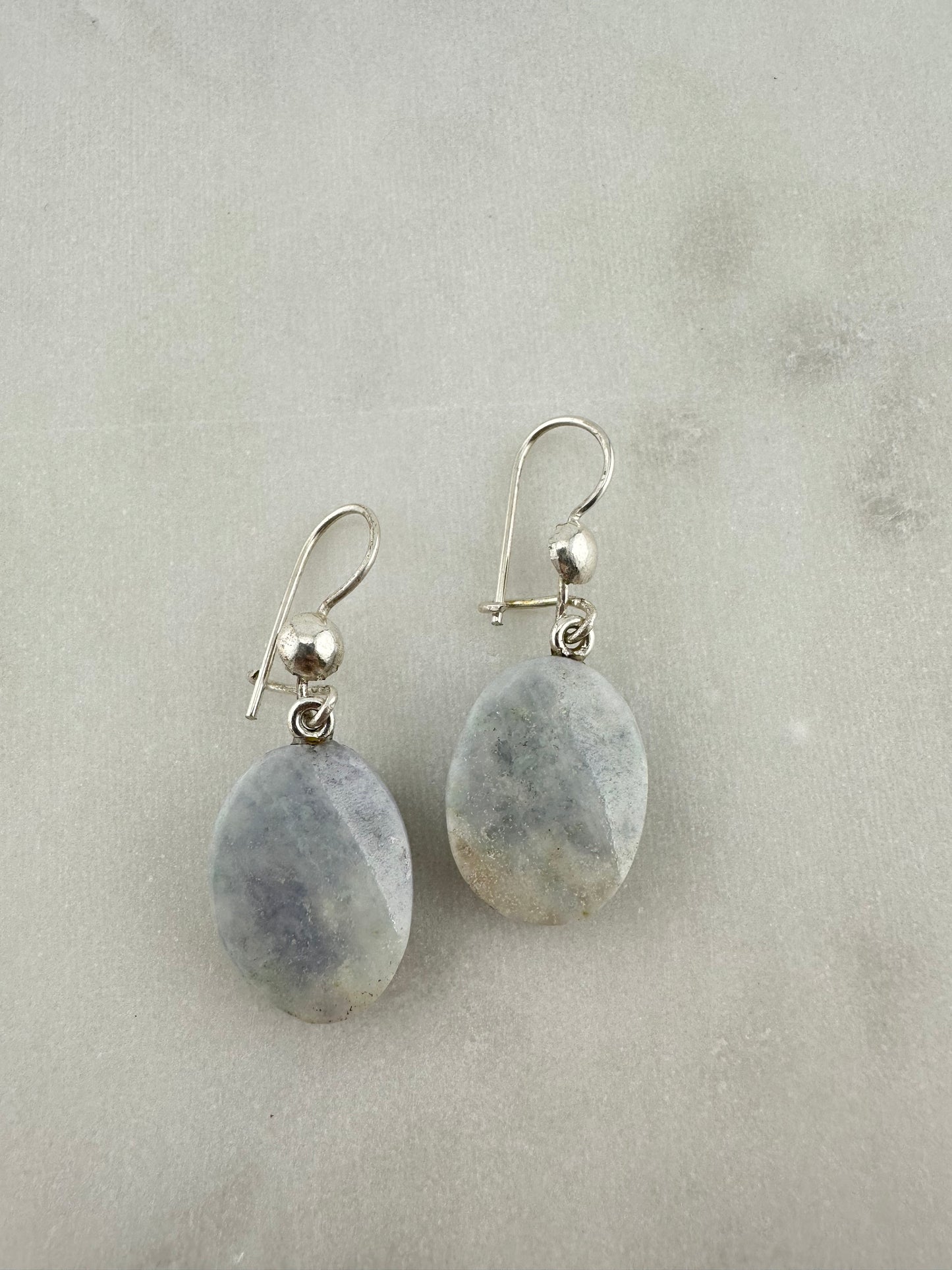 Blue Lavender Jade oval Earrings