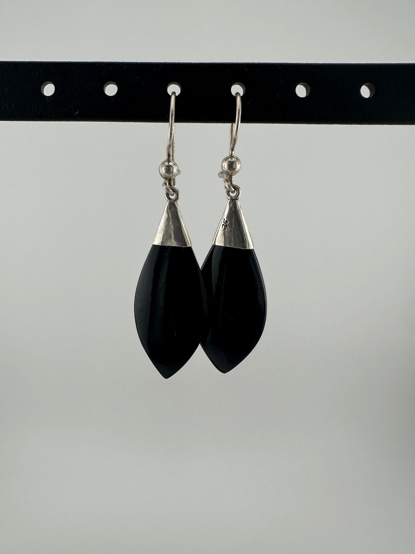 Black Jade tear earrings