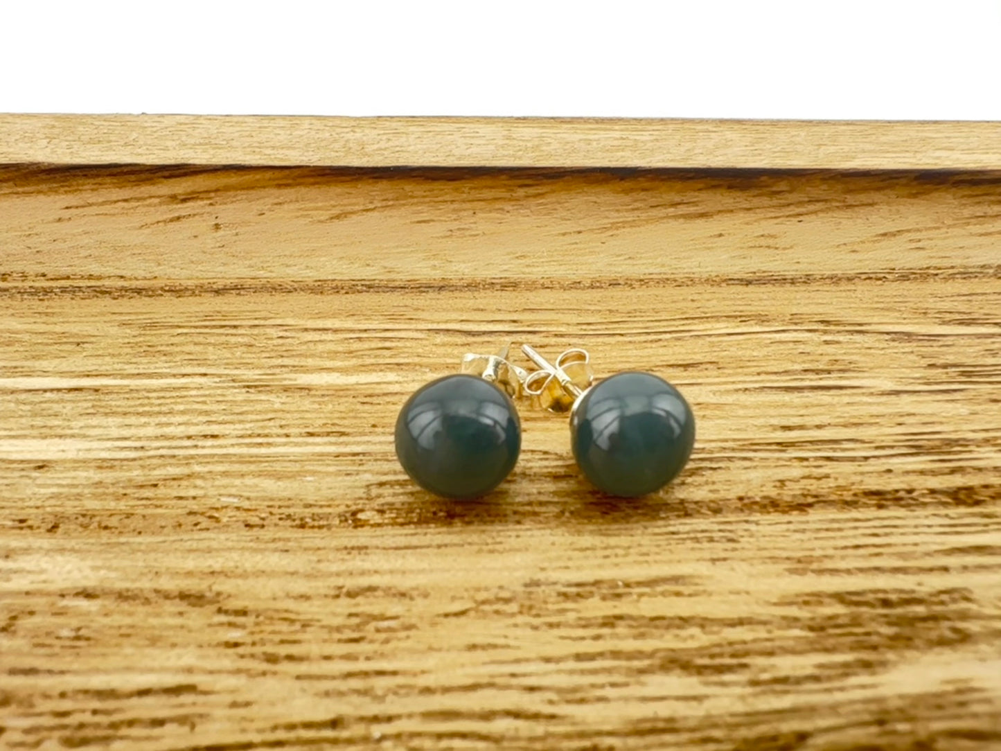 Jaguar green Jade ball stud earrings