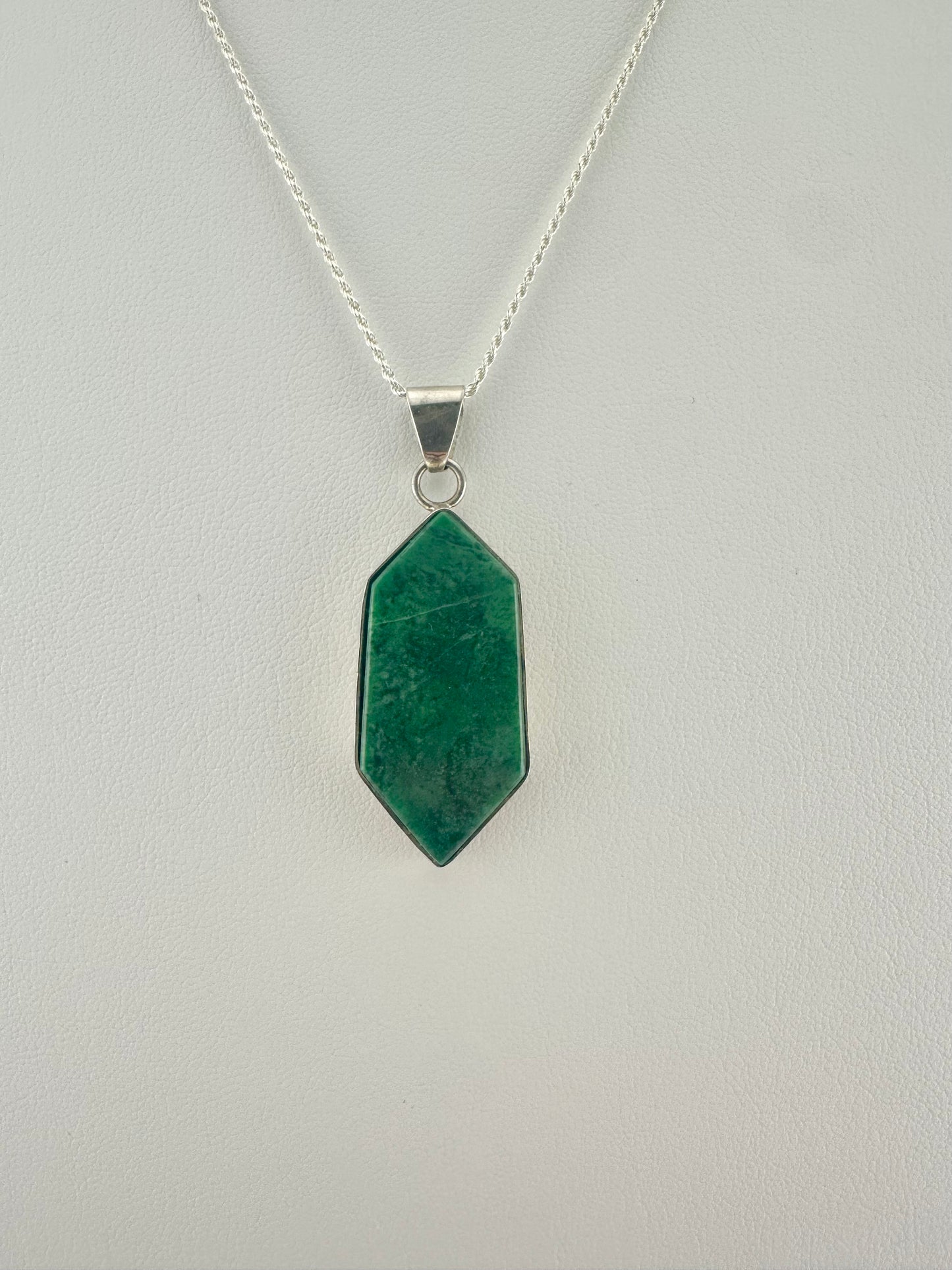 Imperial Jade elongated hexagon pendant