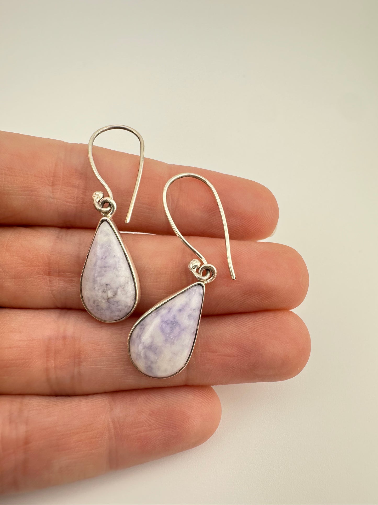 Lavender Jade tear earrings