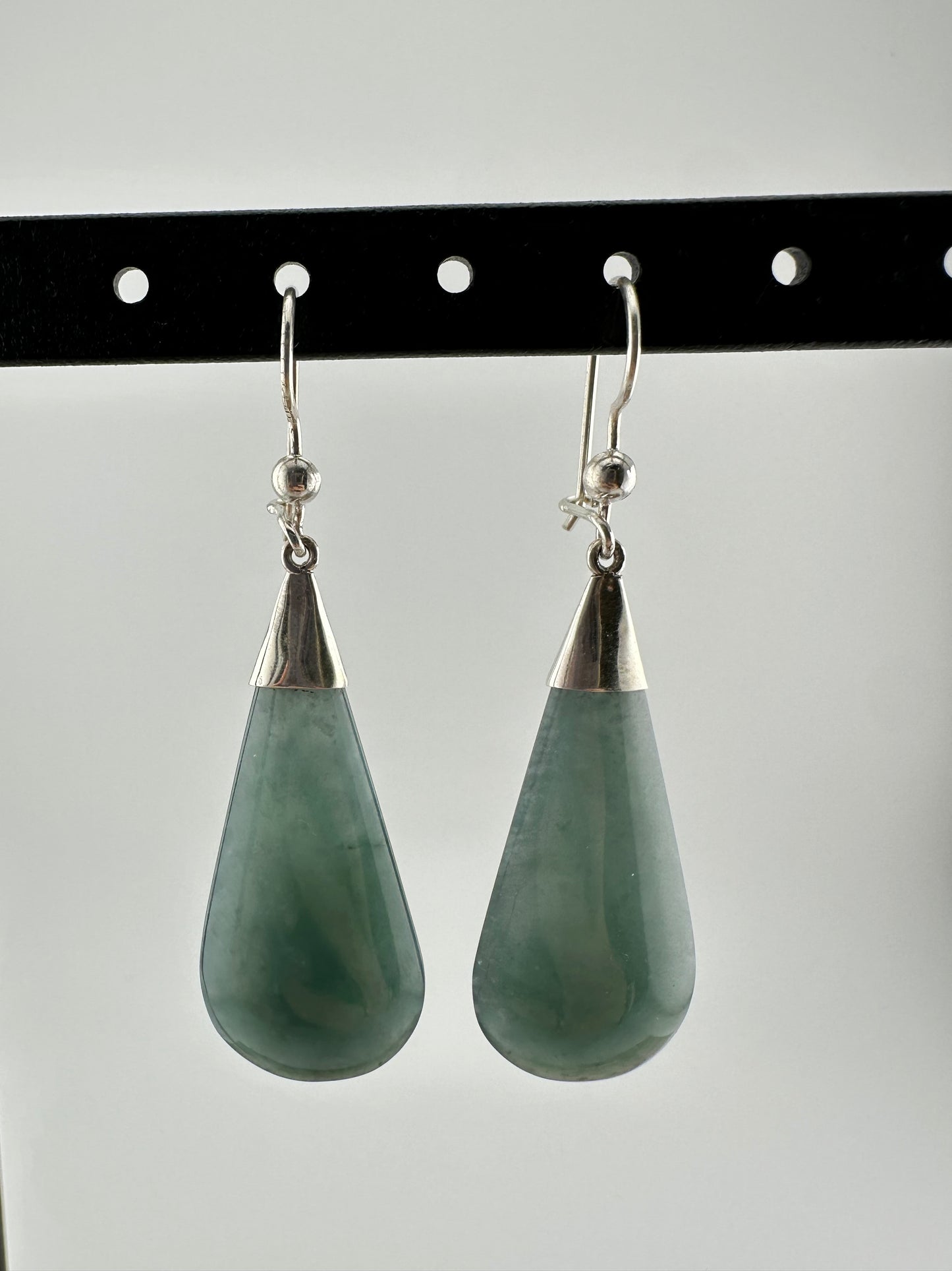 Translucent green Jade tear earrings