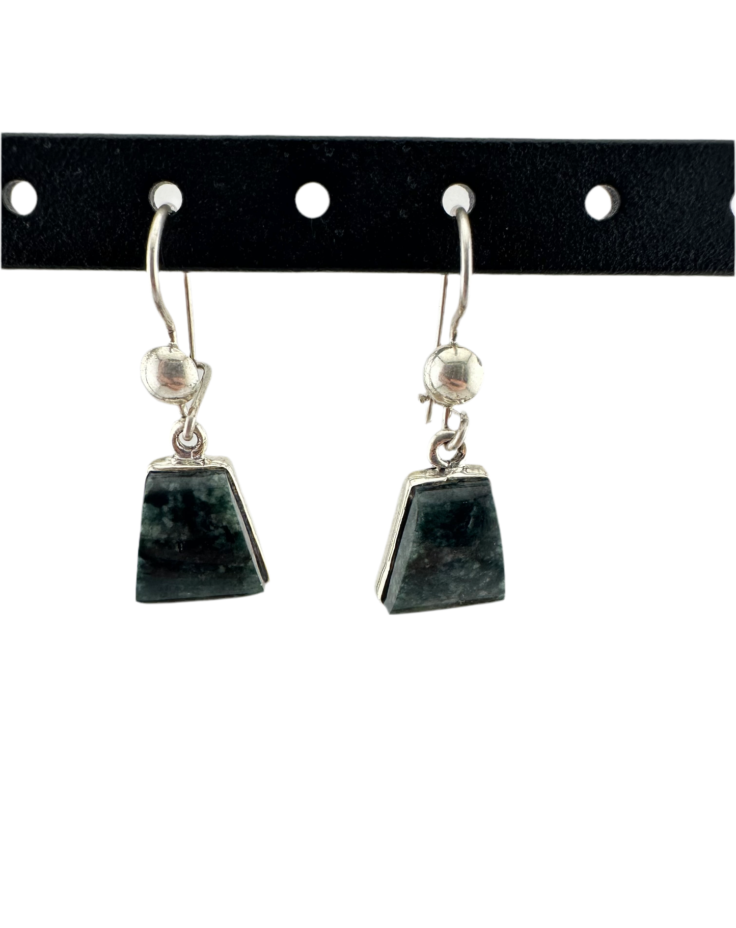 Jaguar green Jade trapezoid earrings