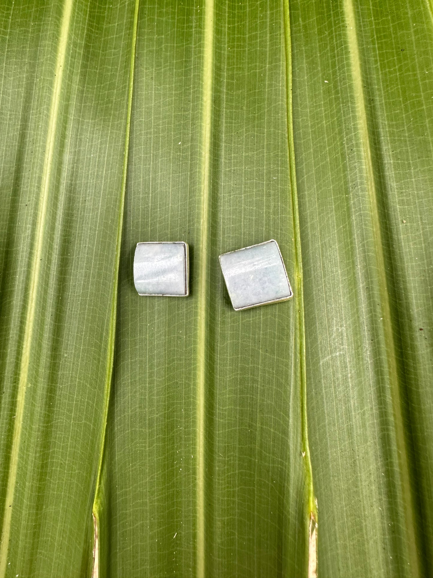 Blue Lavender Jade square rounded studs