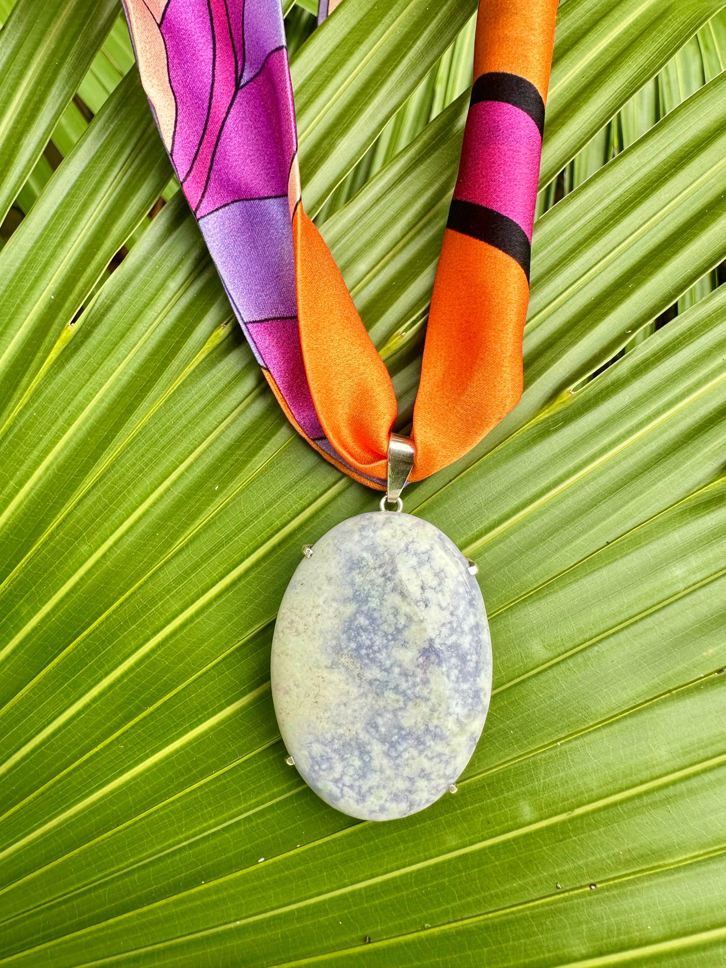 Oval faceted Lavender Jade pendant