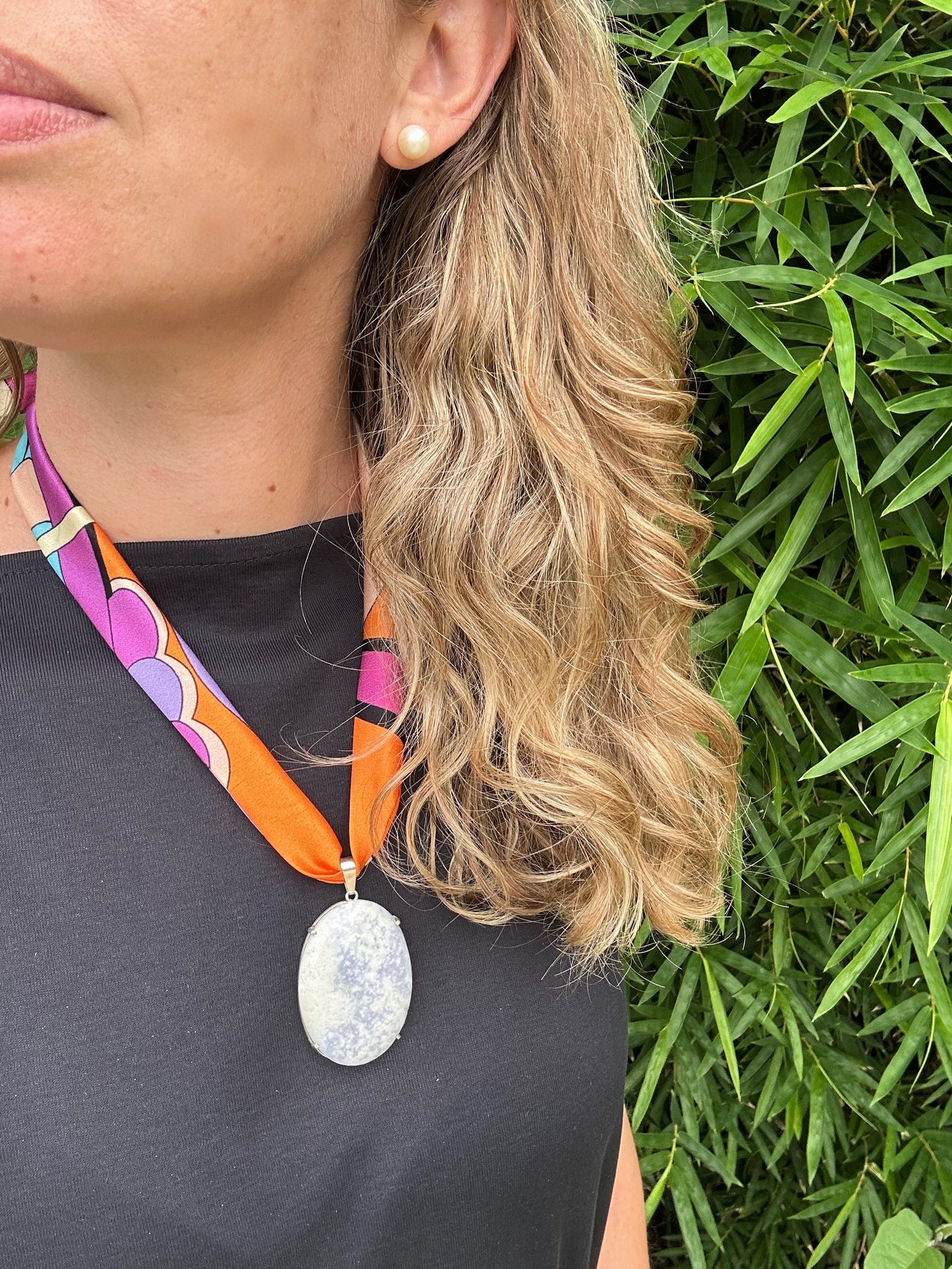 Oval faceted Lavender Jade pendant