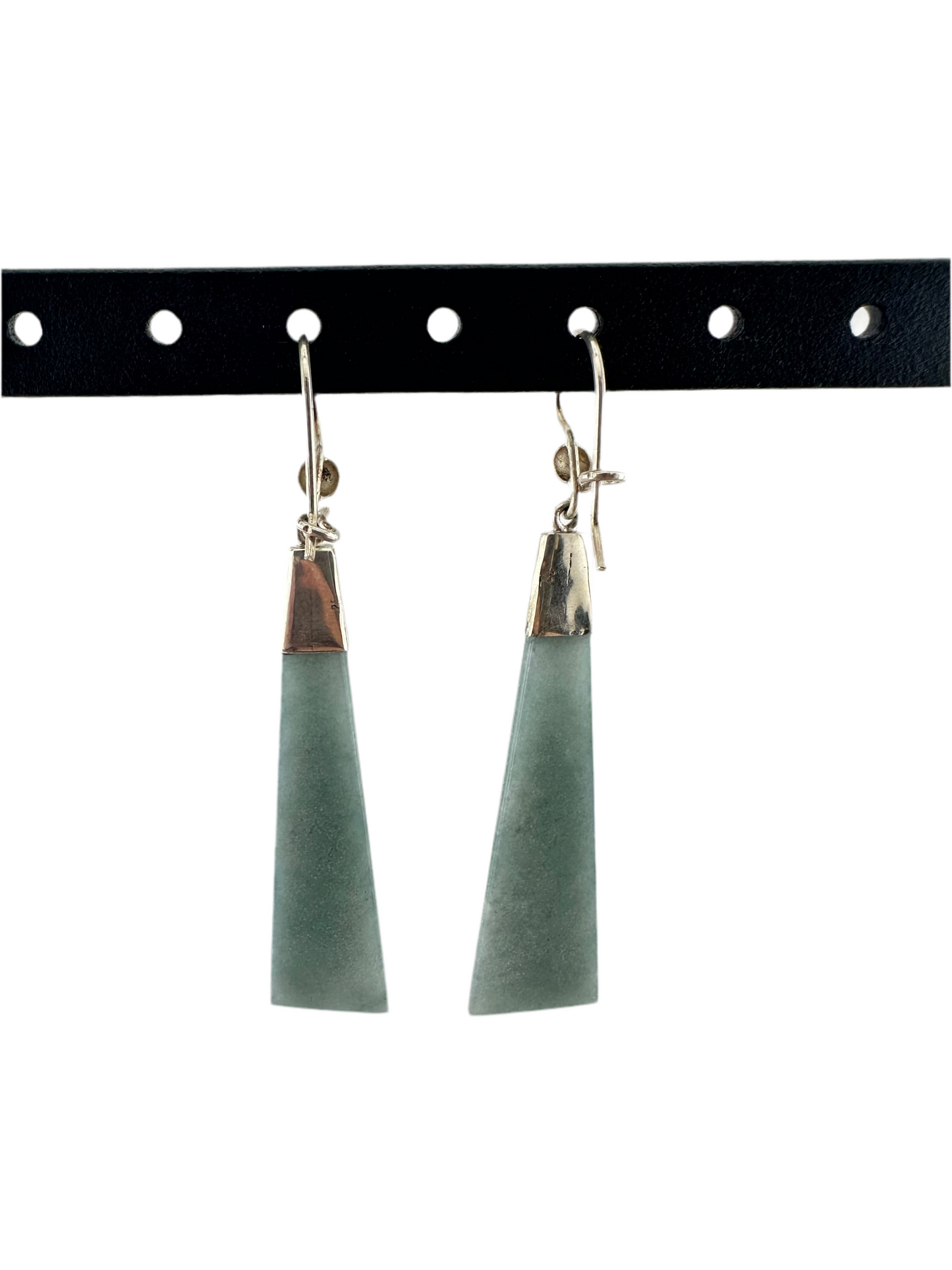 Grayed blue Jade long trapezoid earrings
