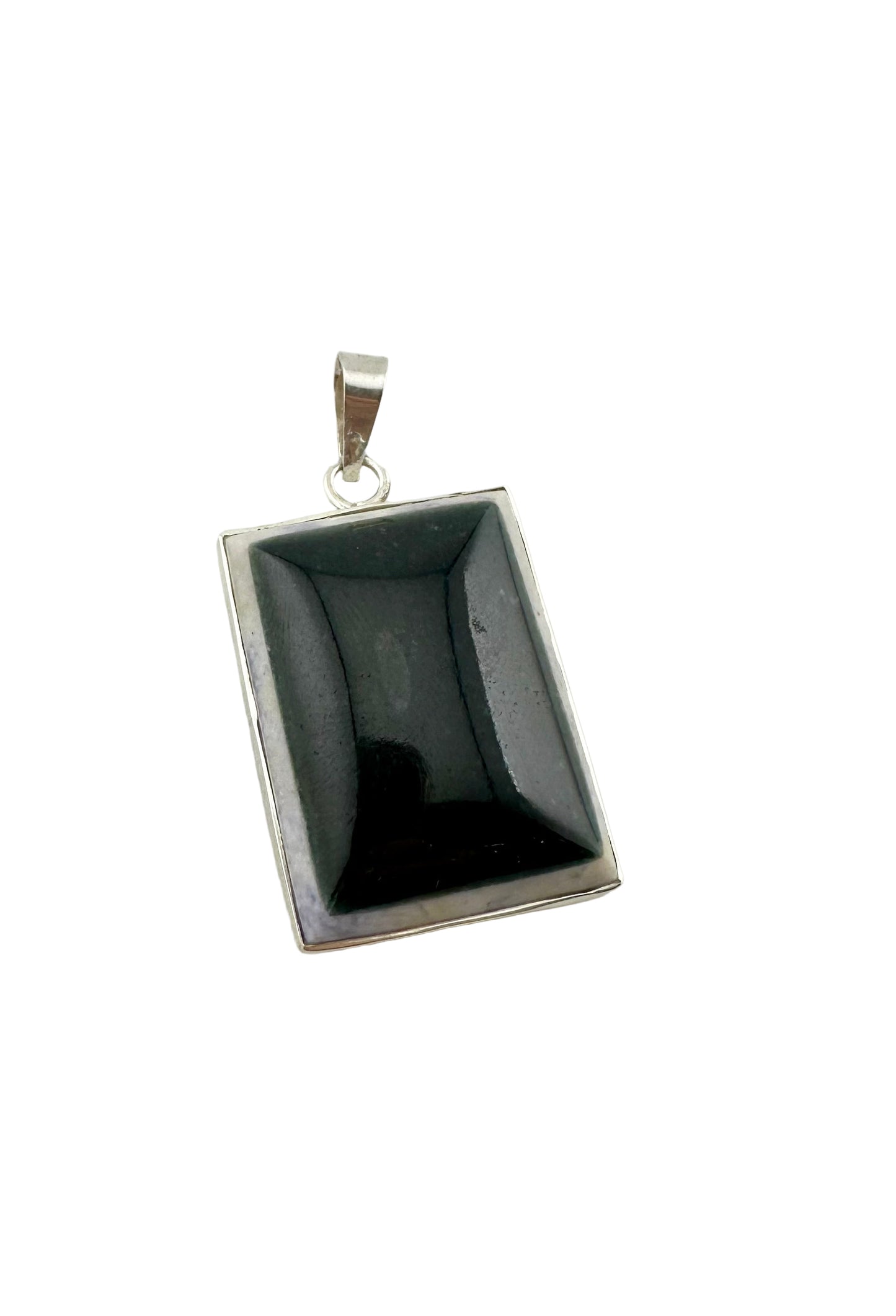 Jaguar green Jade with lavender rectangular pendant
