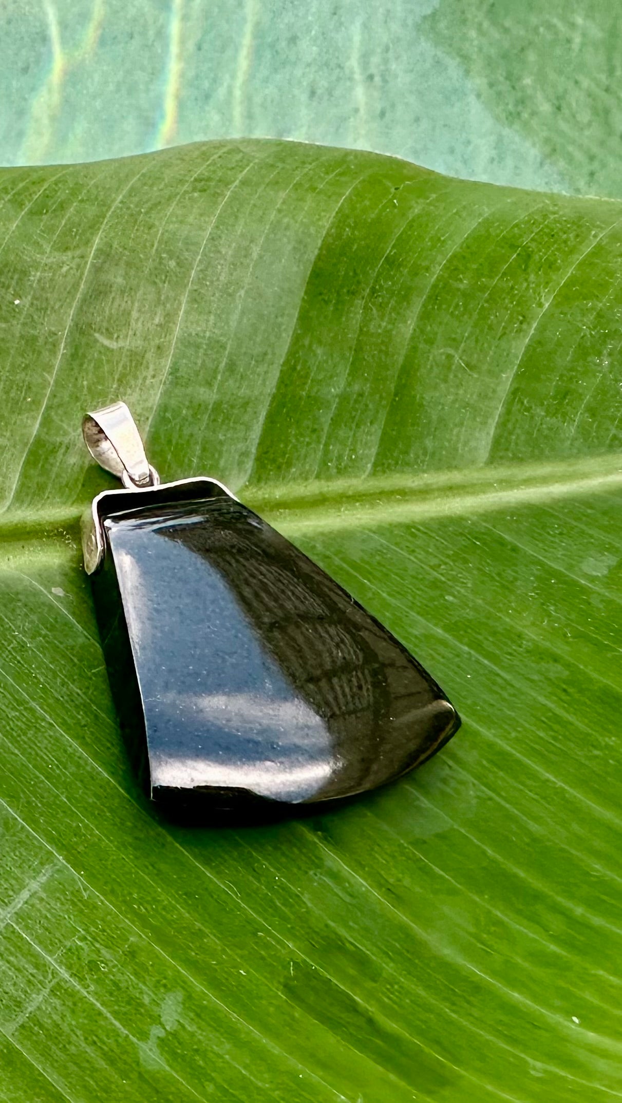 Black Jade trapezoid pendant