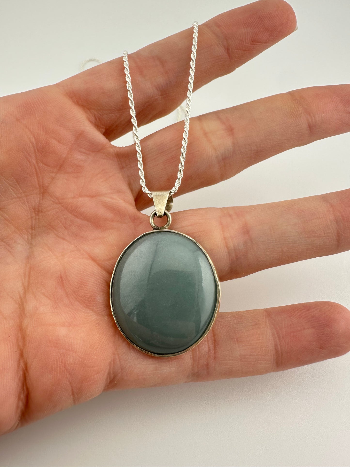 Grayed Blue Jade small circular pendant