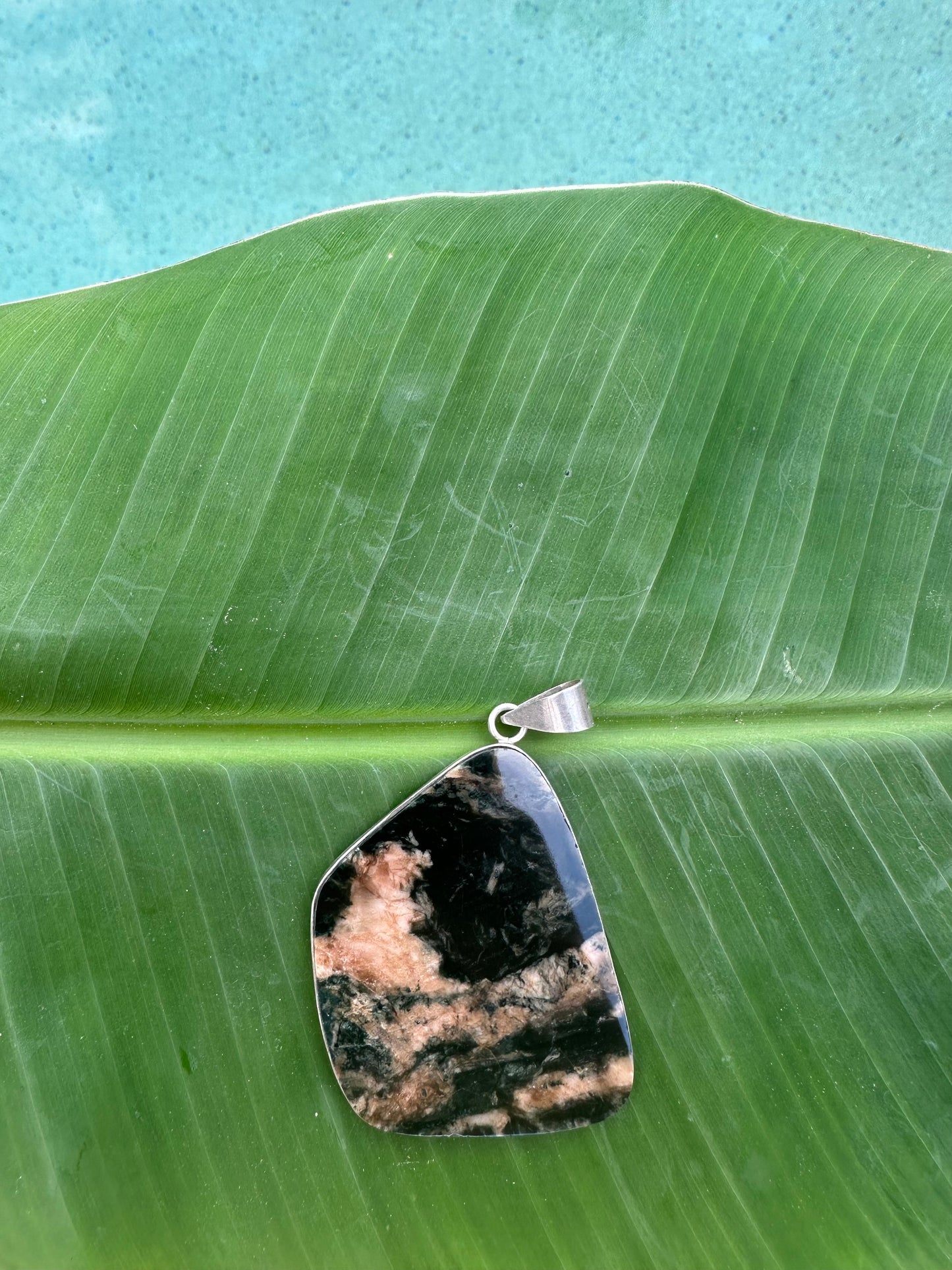 Black jaguar Jade trapezoid pendant