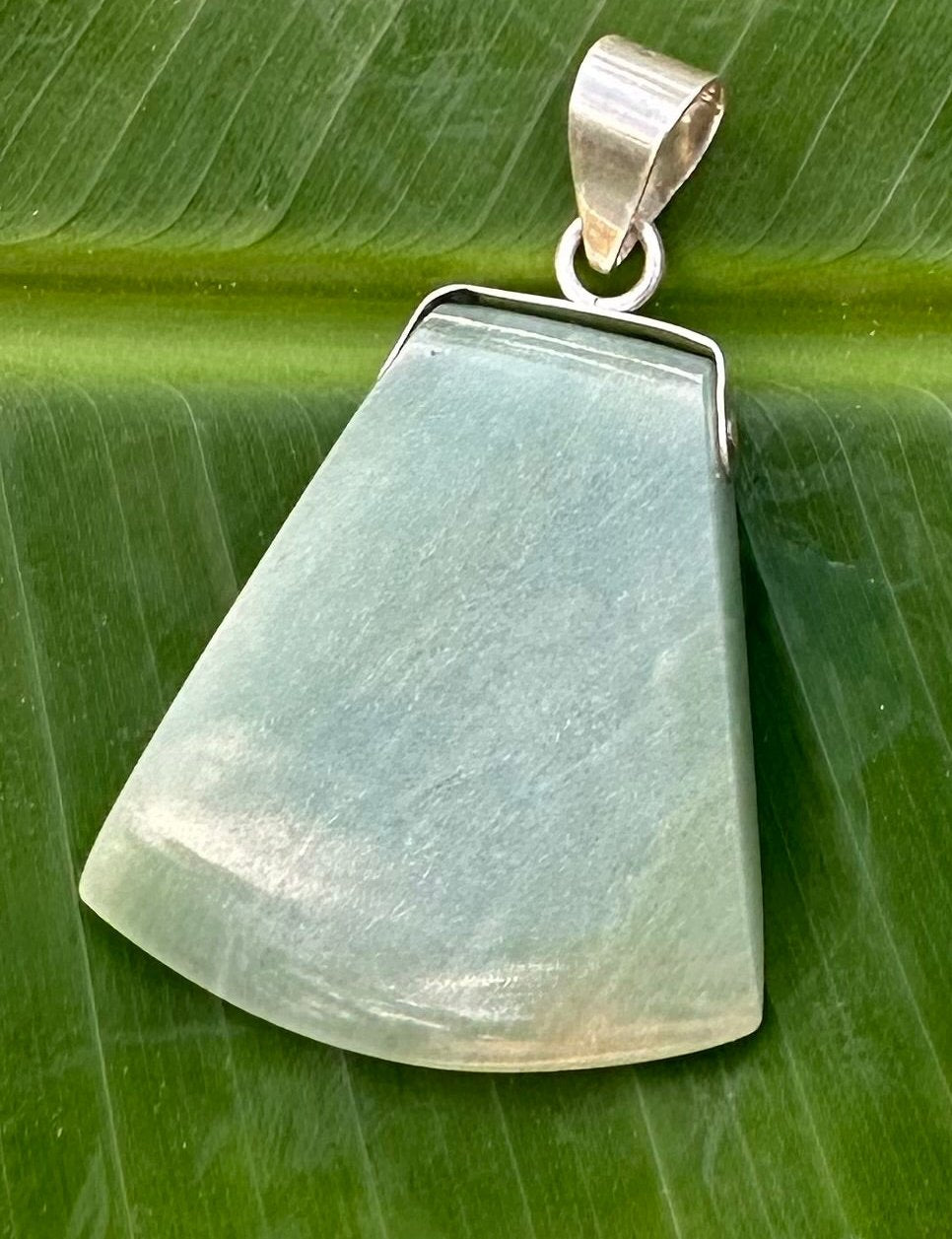 Light green Jade trapezoid pendant