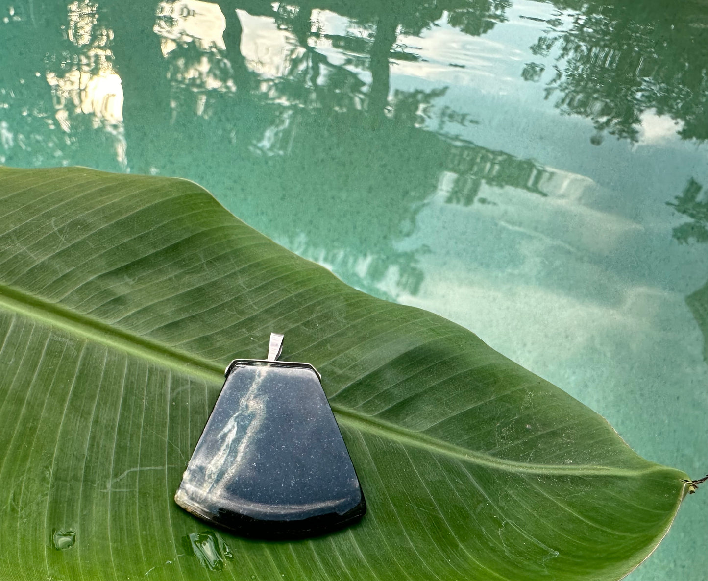 Black Jade large trapezoid pendant