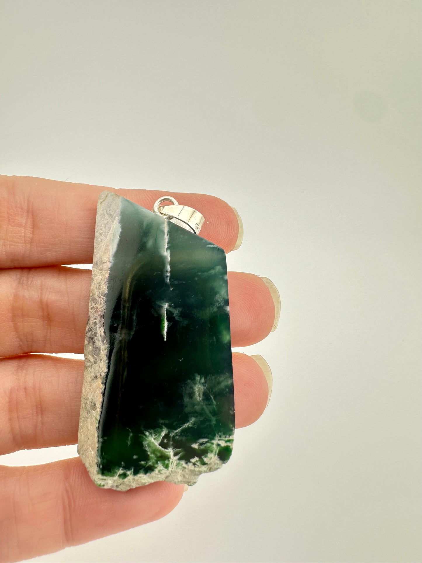 Translucent green Jade abstract pendant