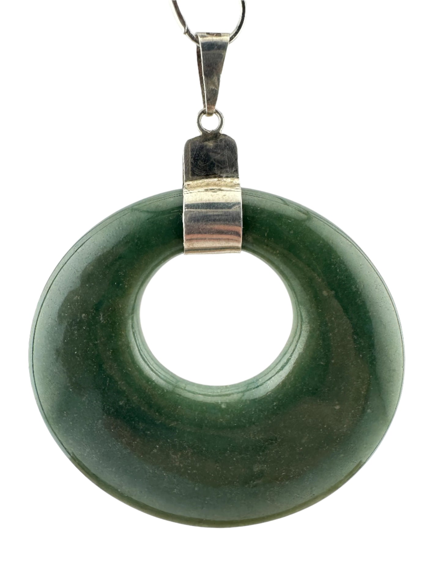 Jaguar green Jade large donut pendant