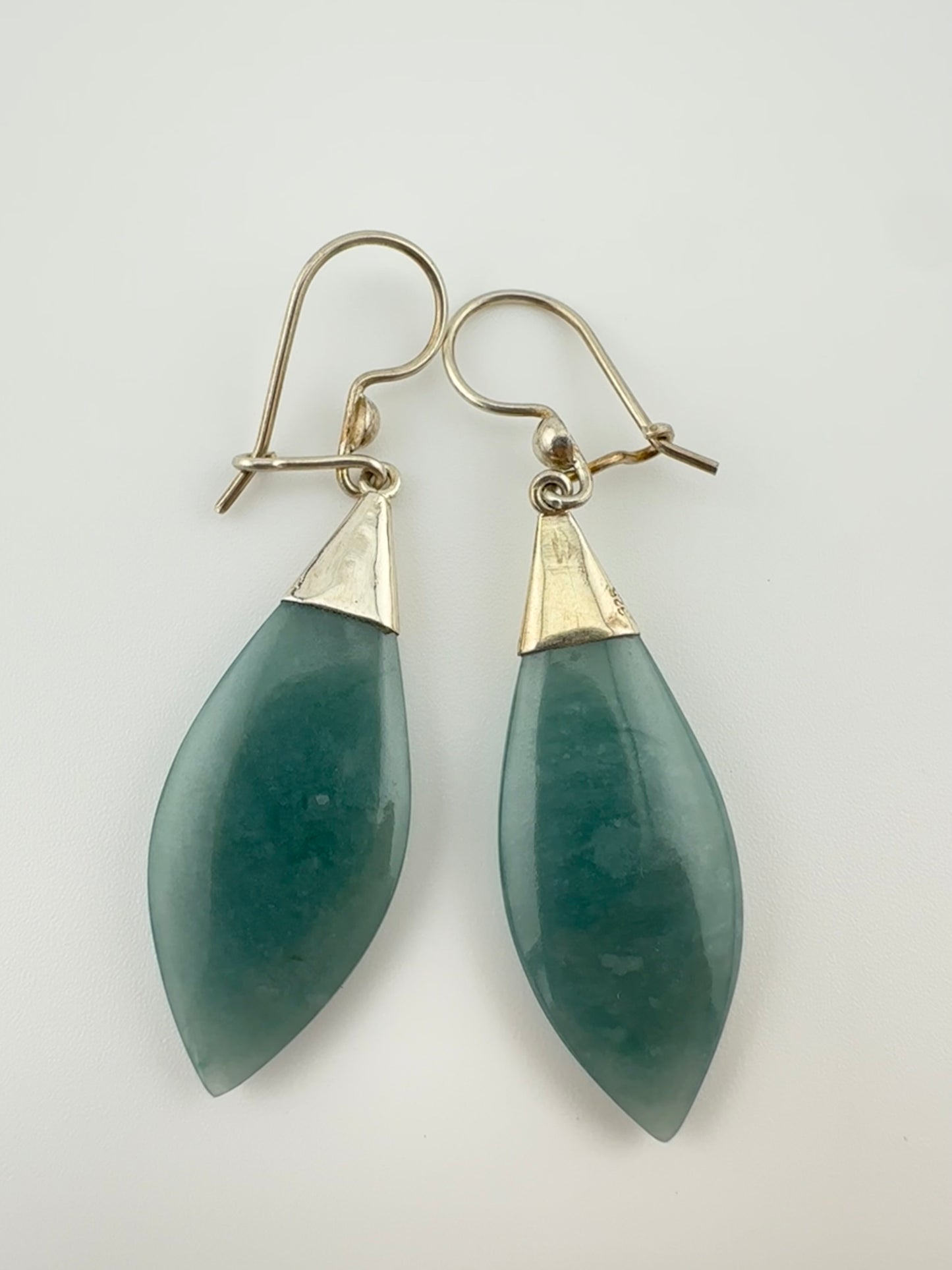 Translucent green Jade long tear earrings
