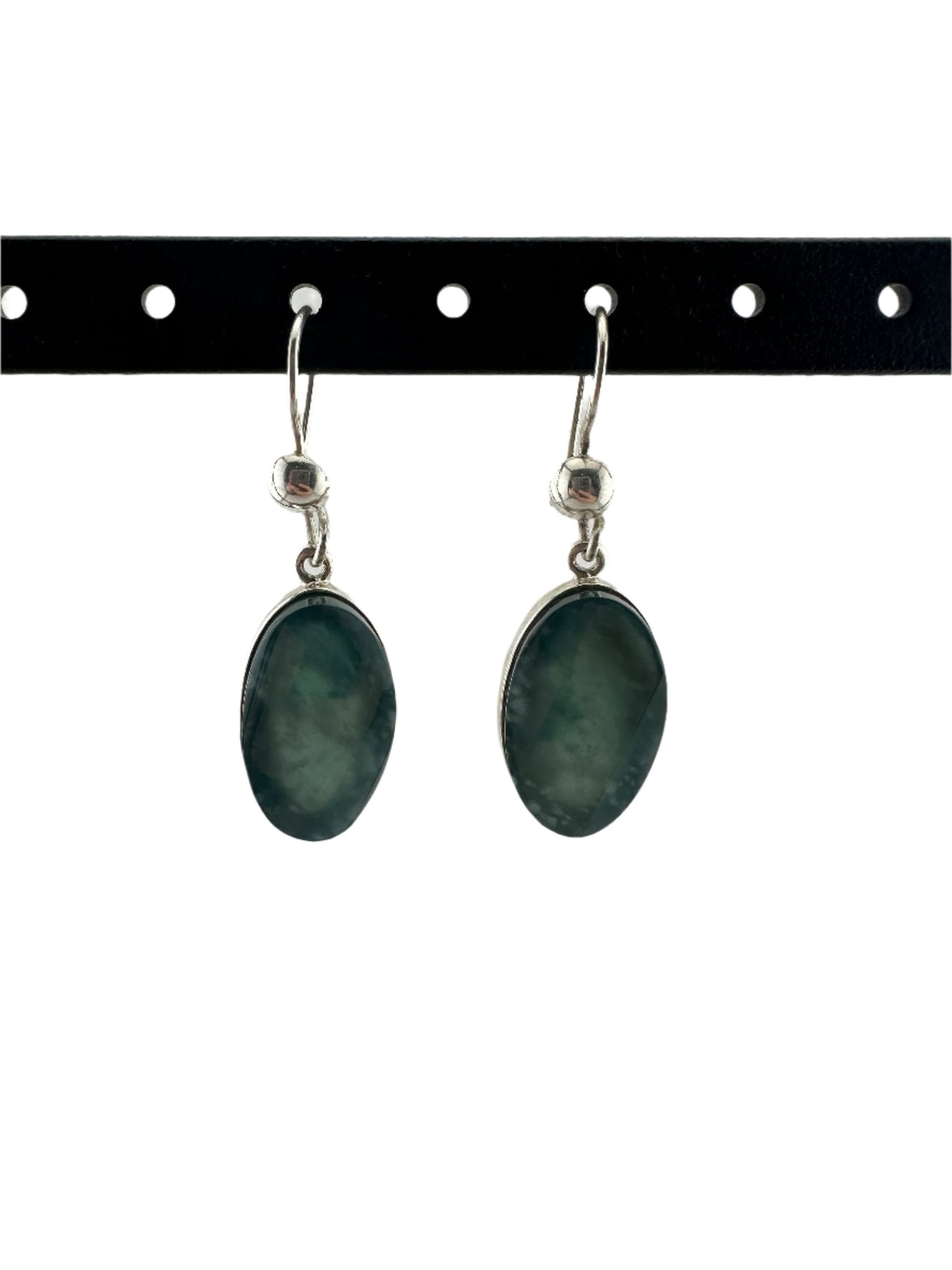Blue mist translucent Jade oval earrings