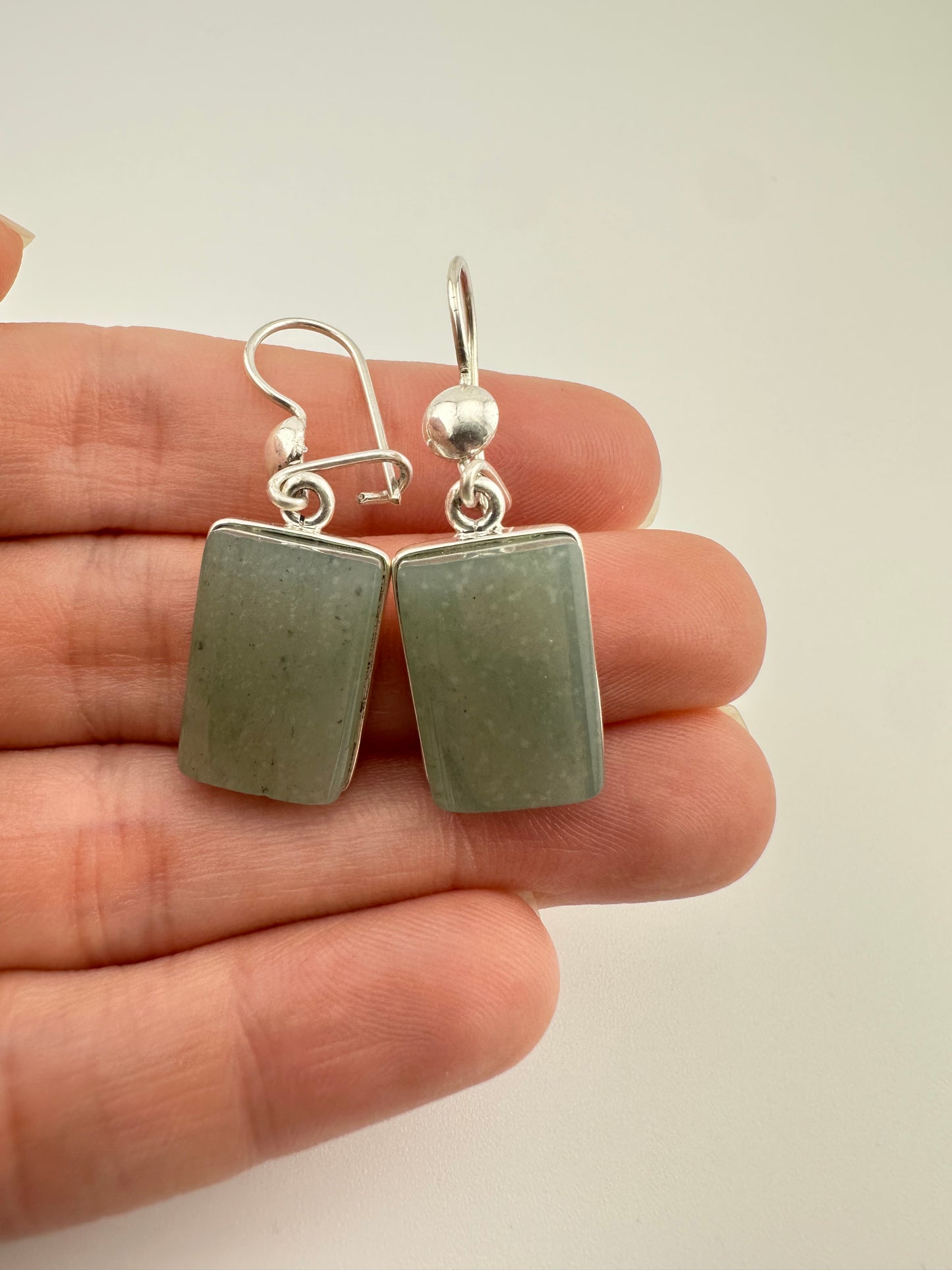 Green Jade rectangle earrings