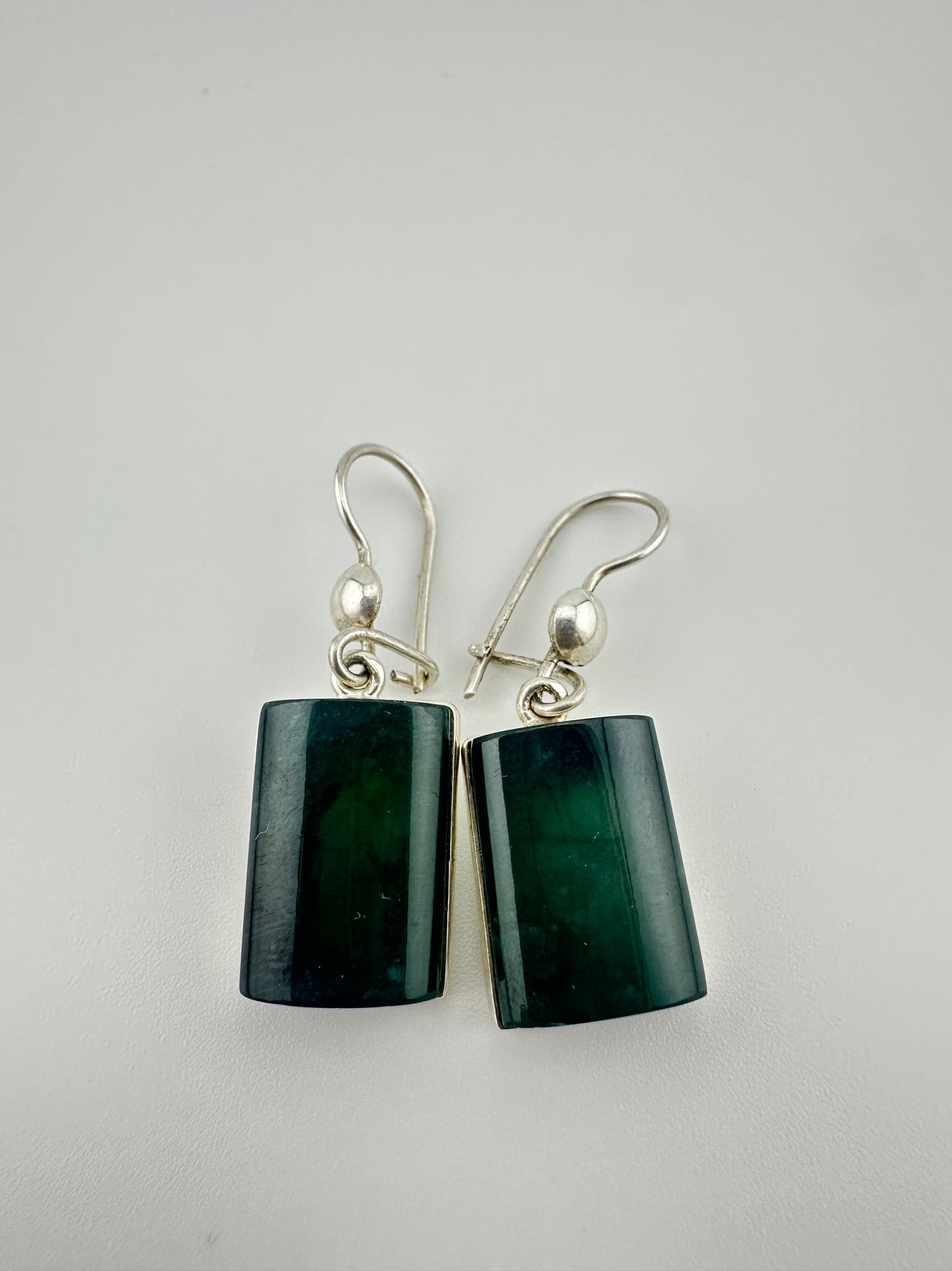 Jaguar green Jade rectangle earrings