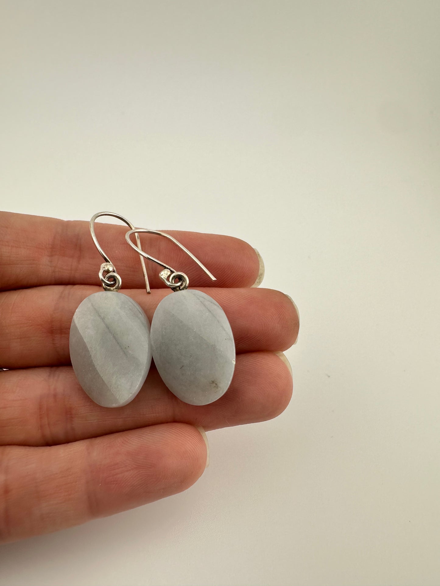 Moon green Jade oval earrings