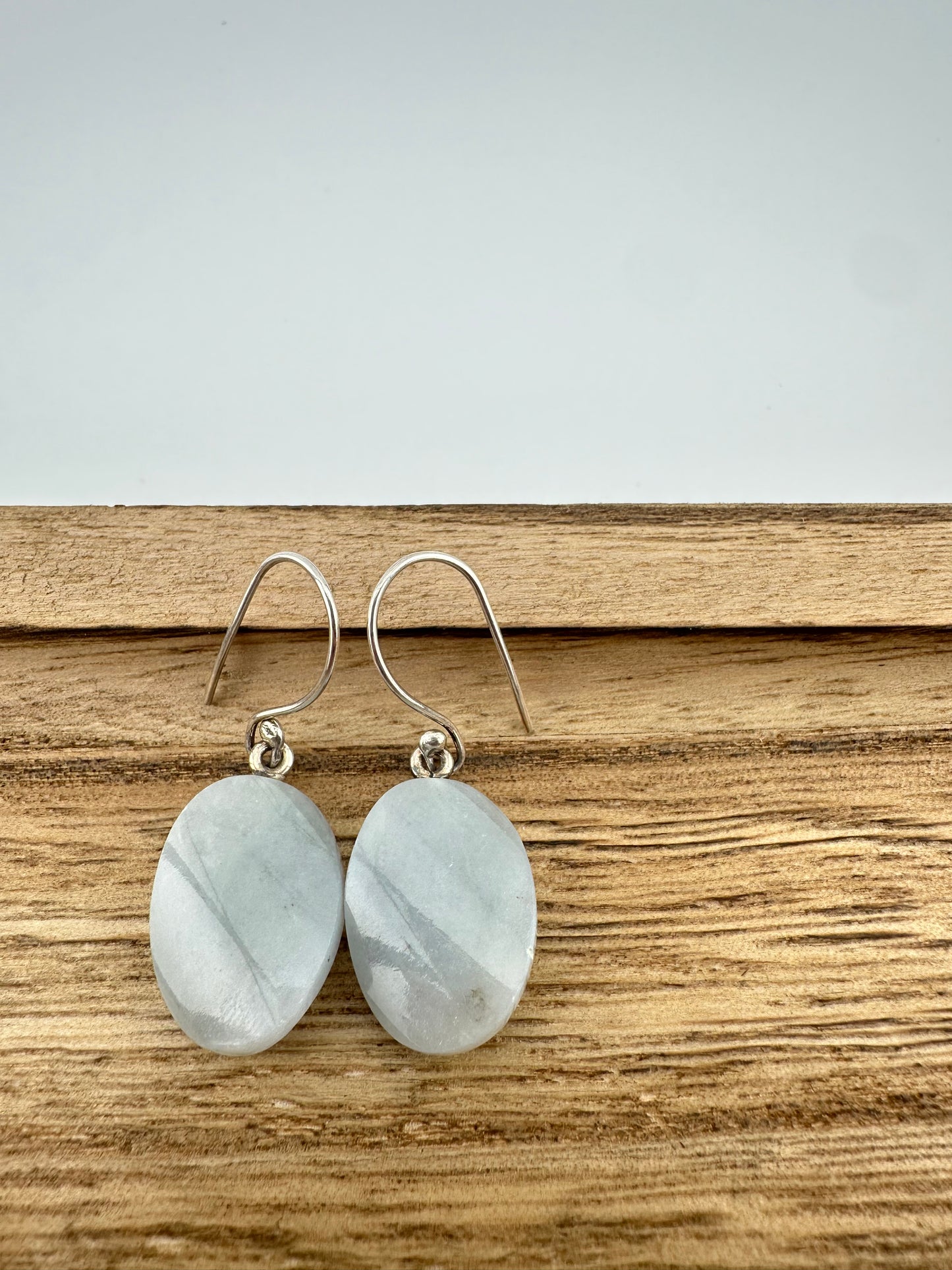 Moon green Jade oval earrings