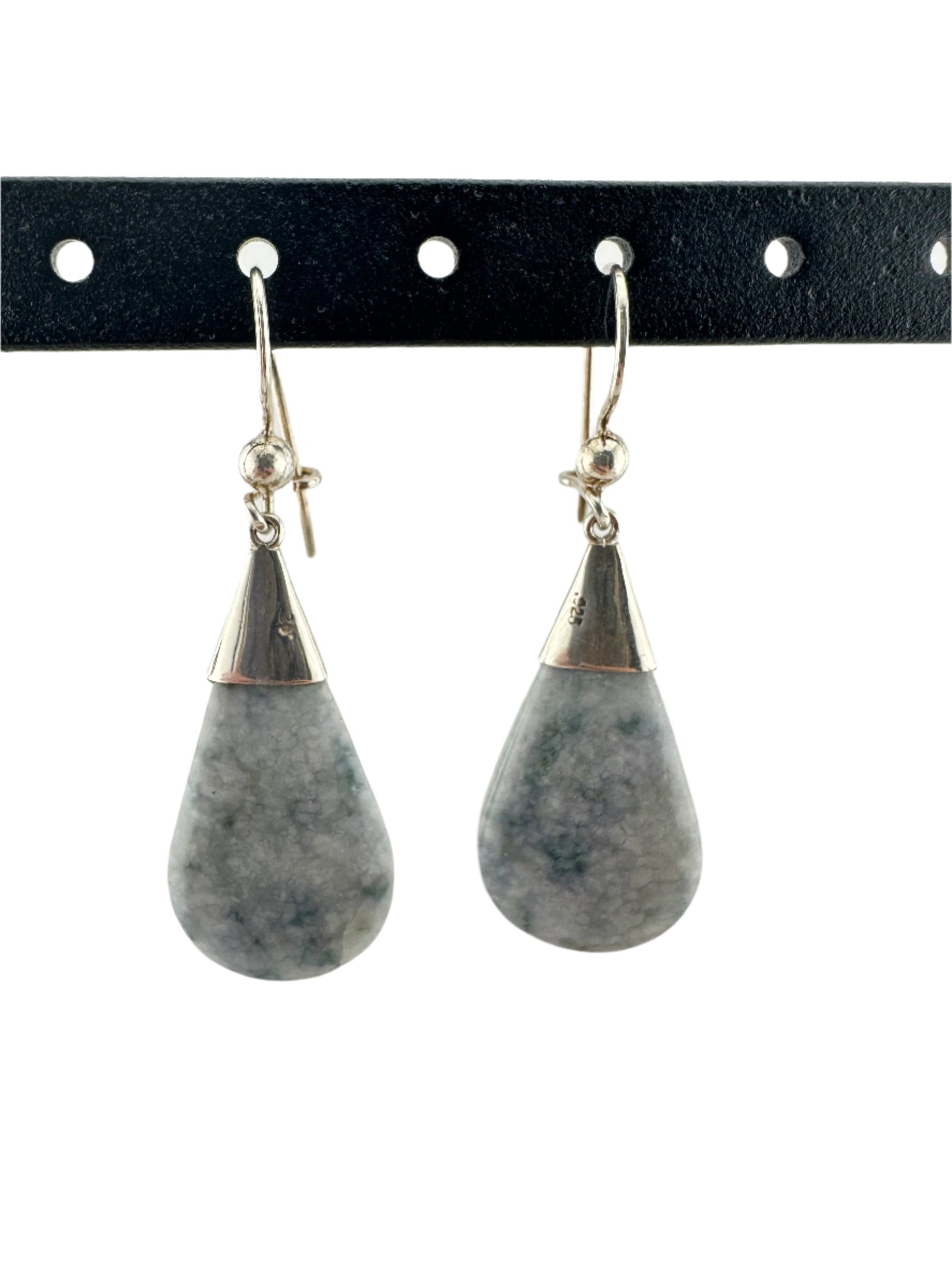 Greyed lavender Jade tear earrings