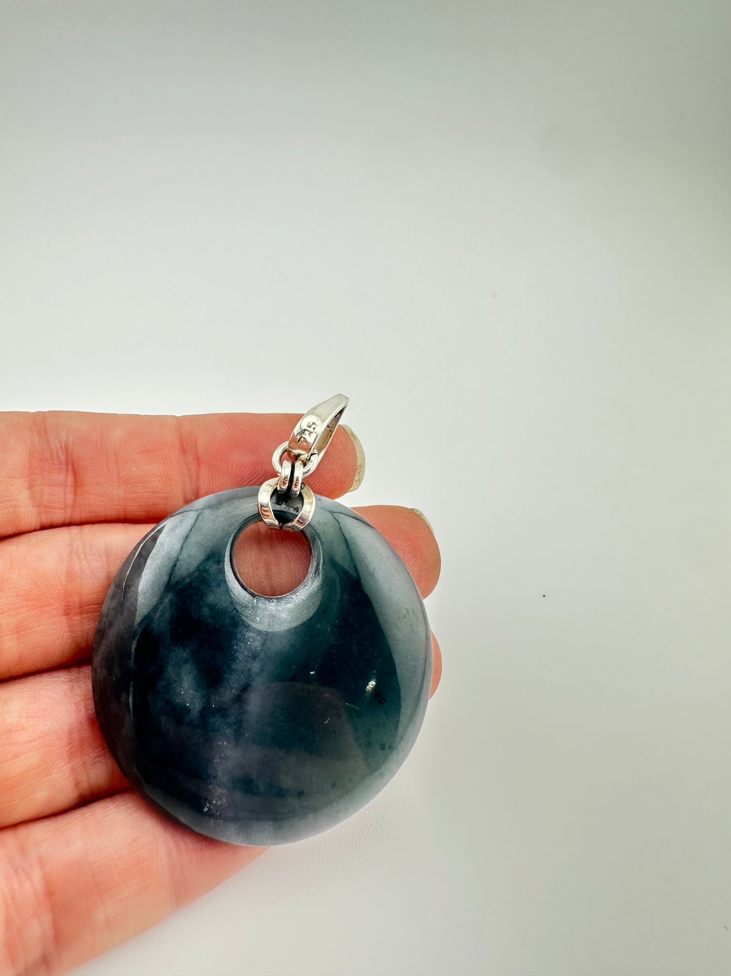 Blue mist Jade donut pendant