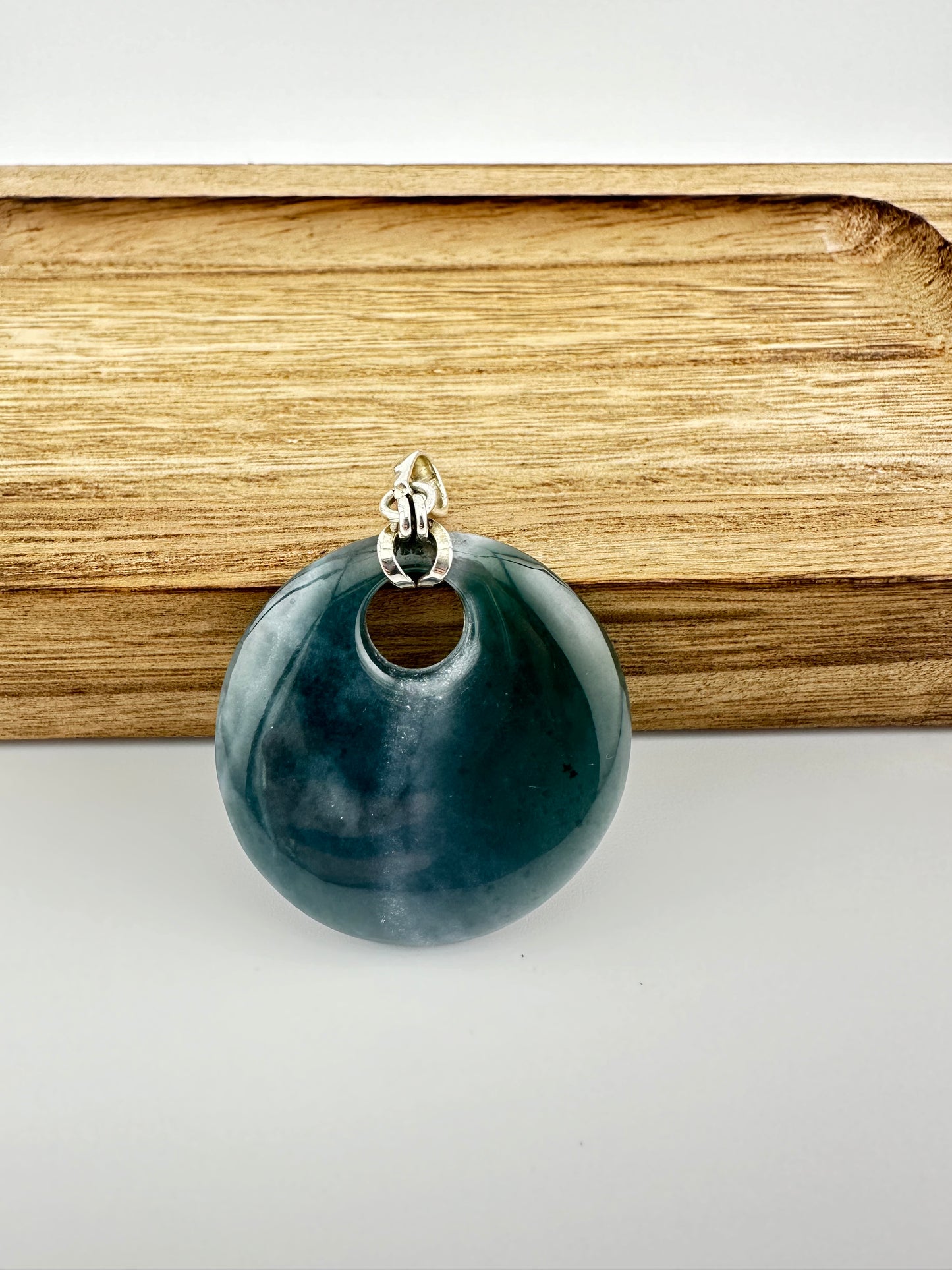 Blue mist Jade donut pendant