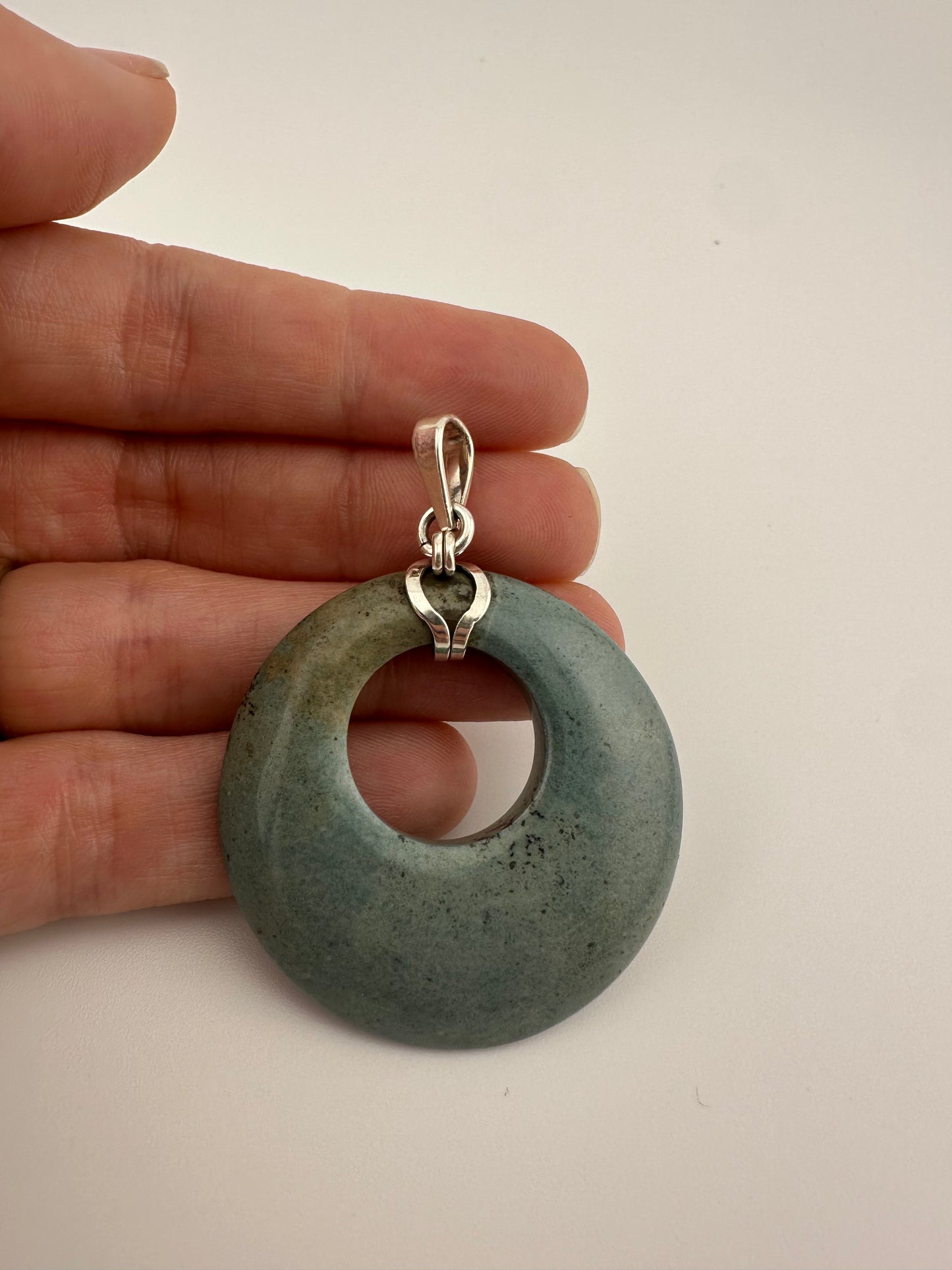 Green Jade Doughnut Pendant