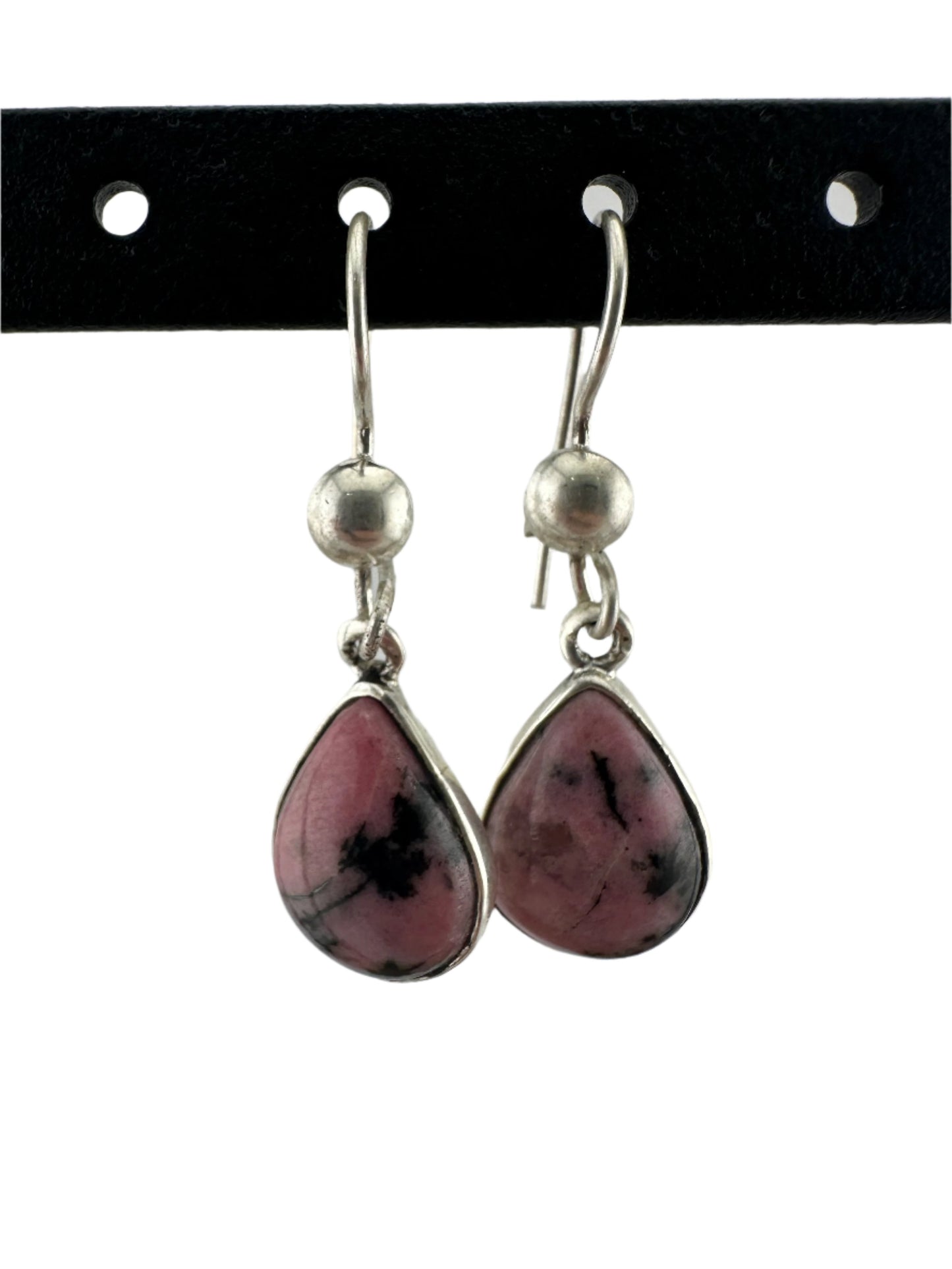 Pink panther Rhodonite tear earrings