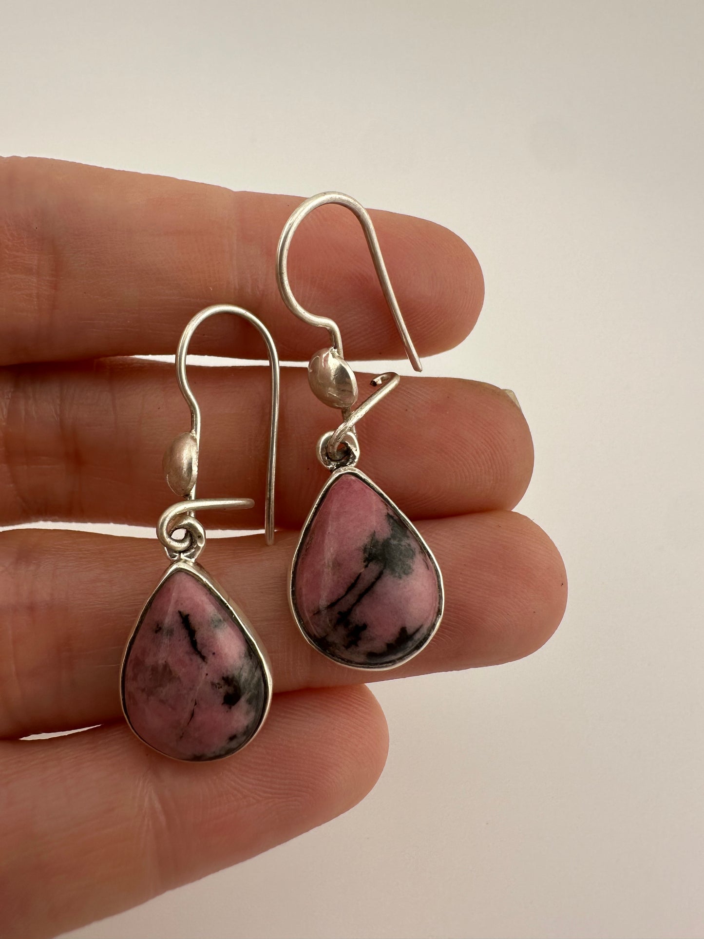 Pink panther Rhodonite tear earrings