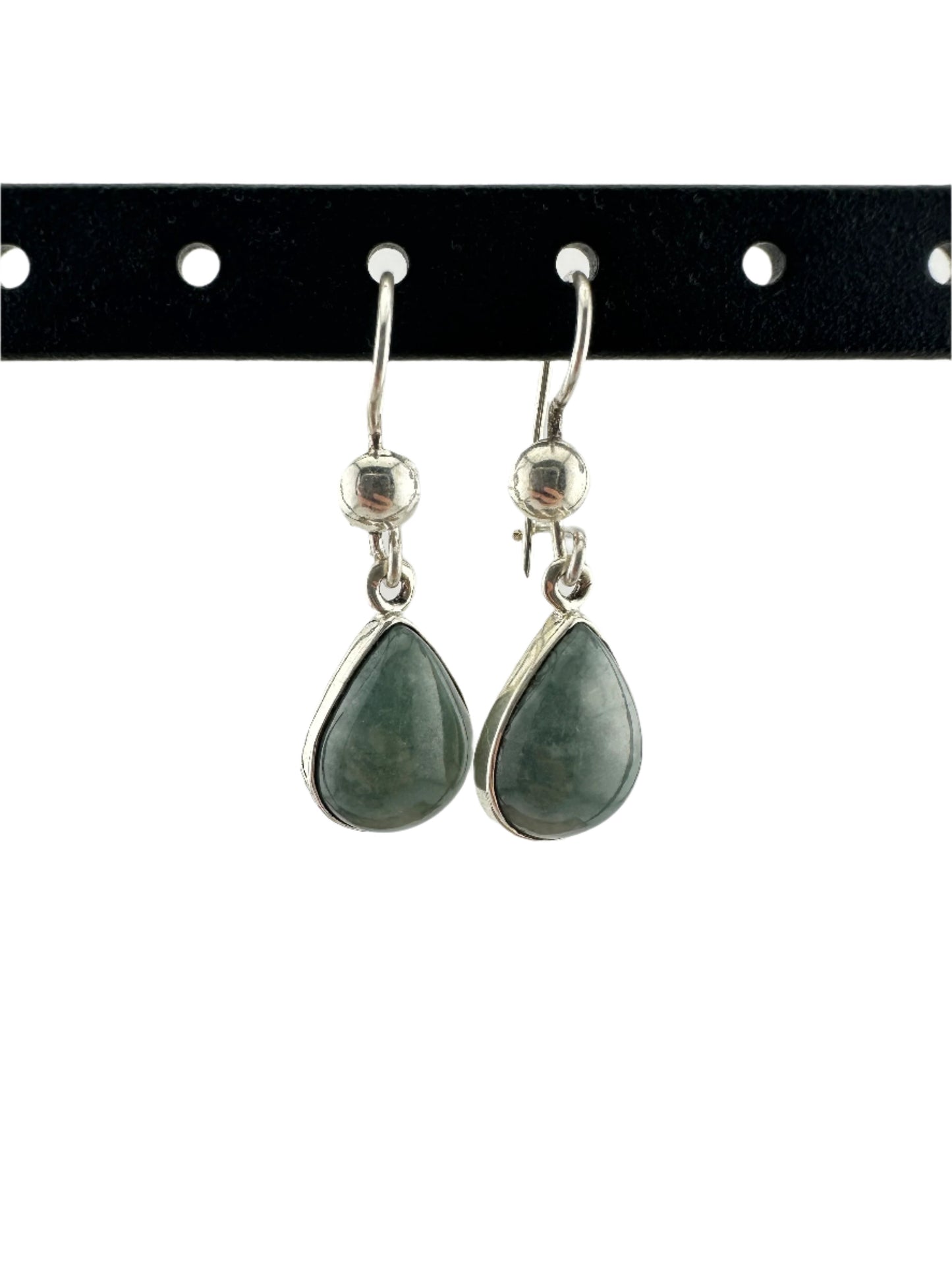 Grayed green Jade tear earrings