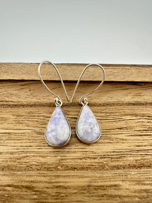 Lavender Jade tear earrings