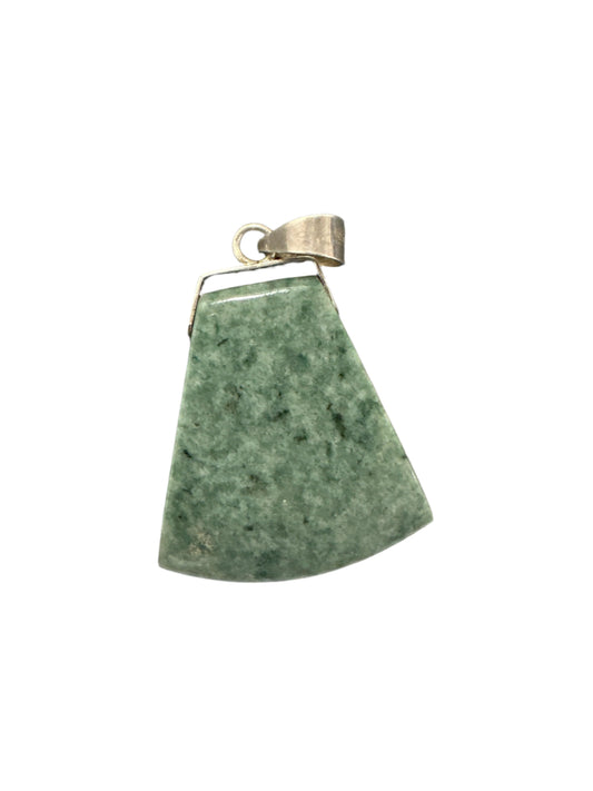 Spotted green jaguar Jade trapezoid pendant