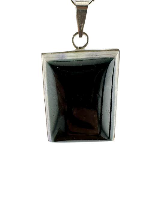Jaguar green Jade with lavender rectangular pendant