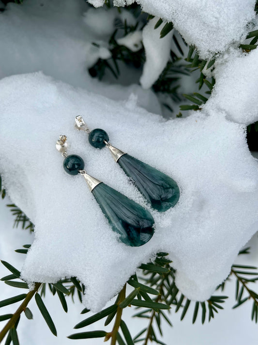 Tunuj collection- Blue Mist Jade earrings
