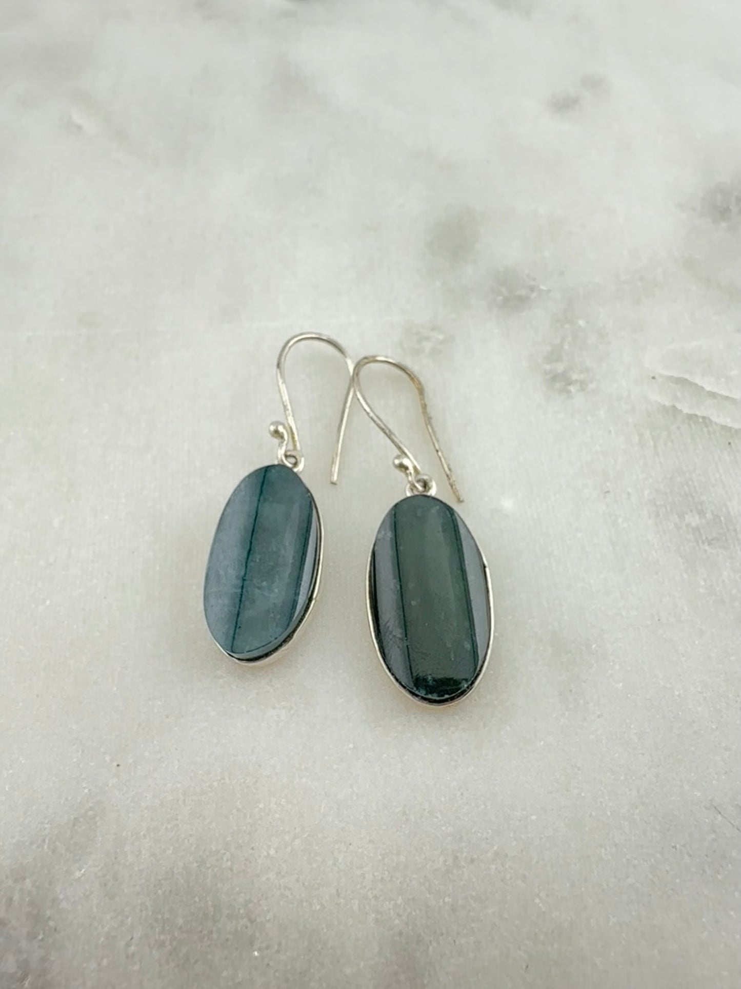 Jaguar green translucent Jade oval earrings