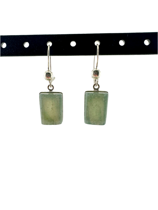 Green Jade  rectangle earrings