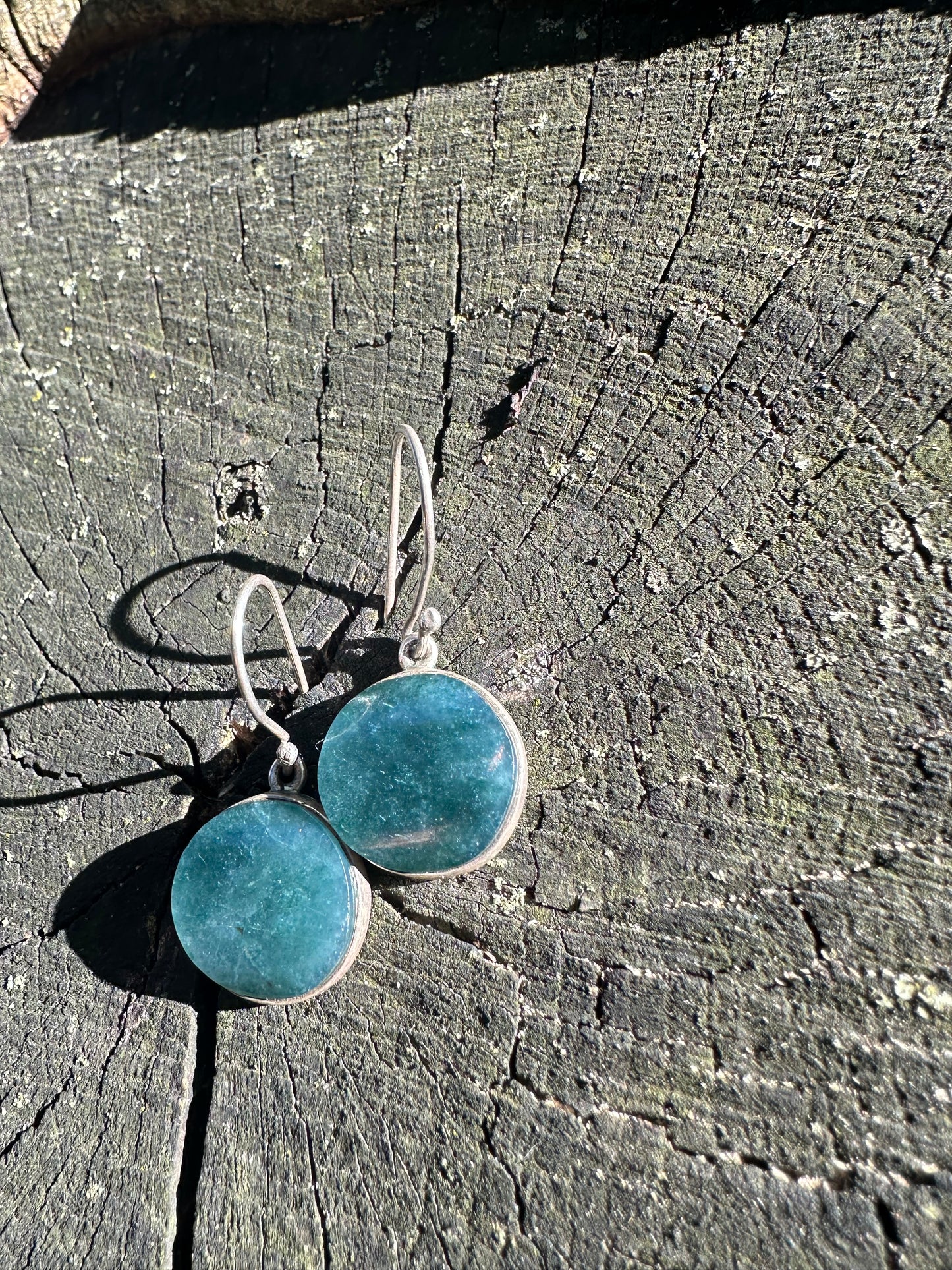 Jaguar green translucent circle Jade earrings