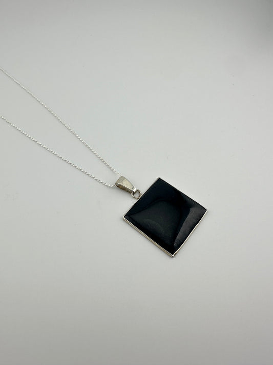 Black Jade square pendant