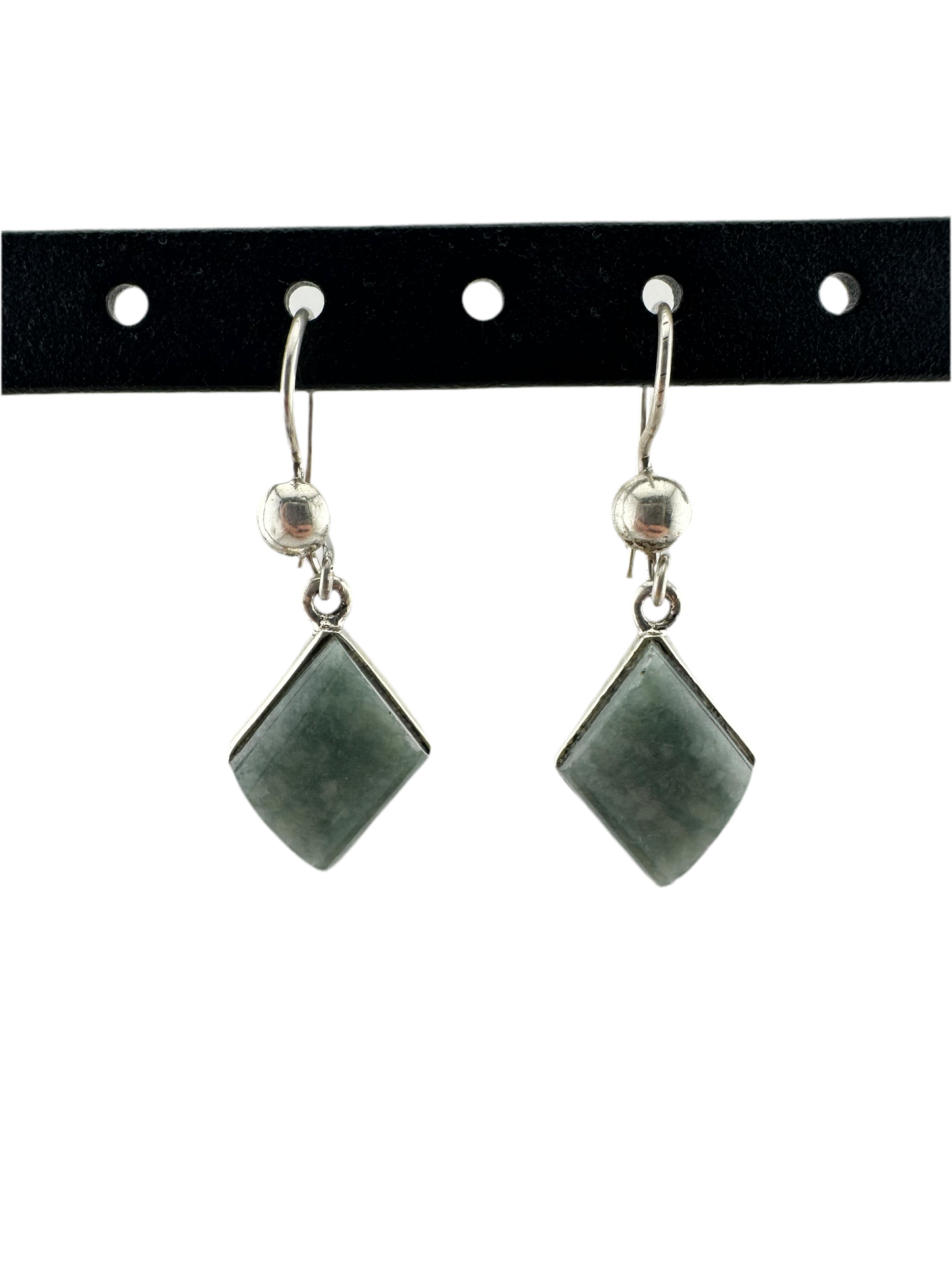 Grayed green Jade diamond shaped earrings