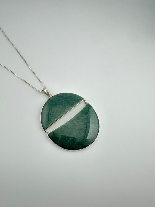 Double moon green Jade pendant